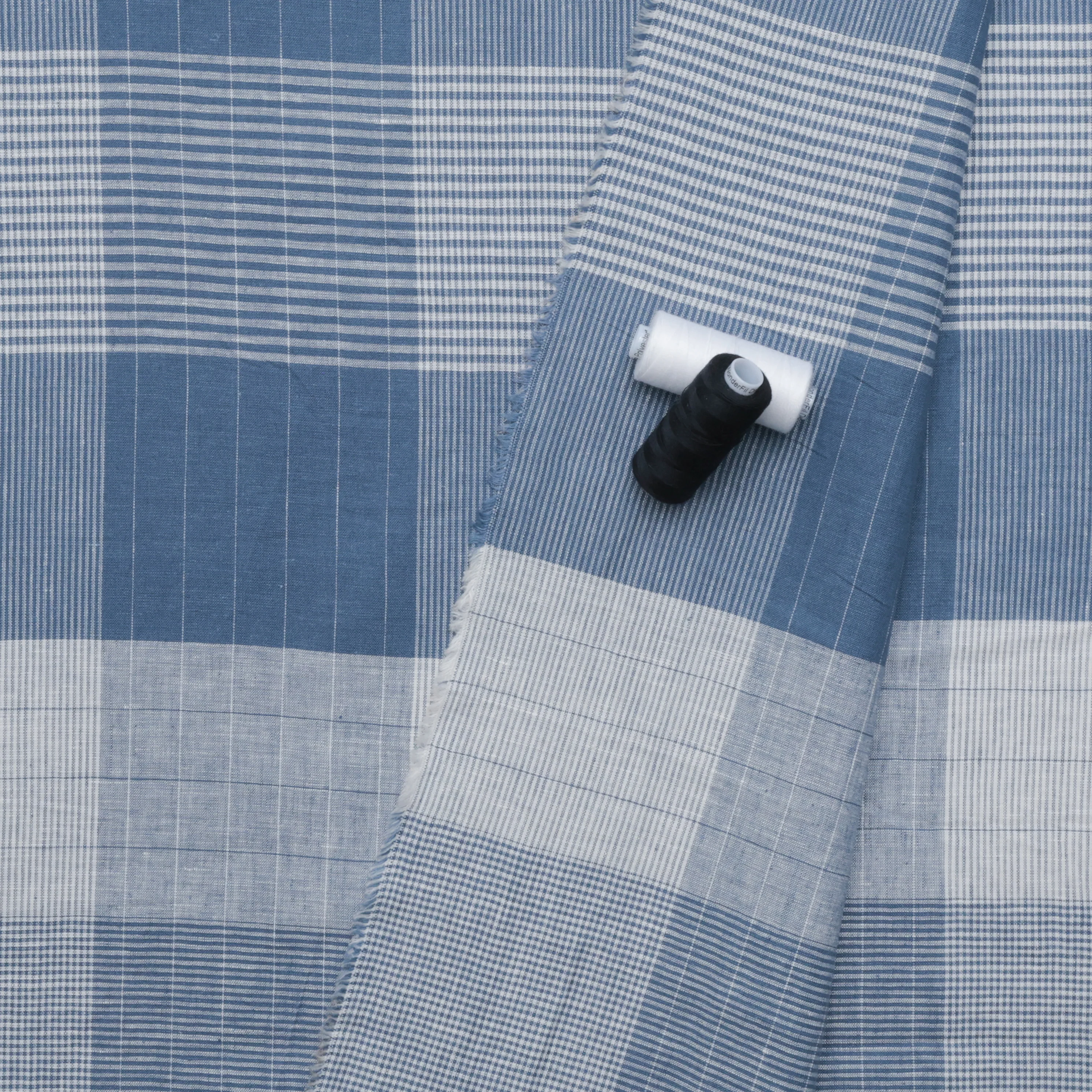 Linen Blend - Utopia - Check - Denim White - Image 3