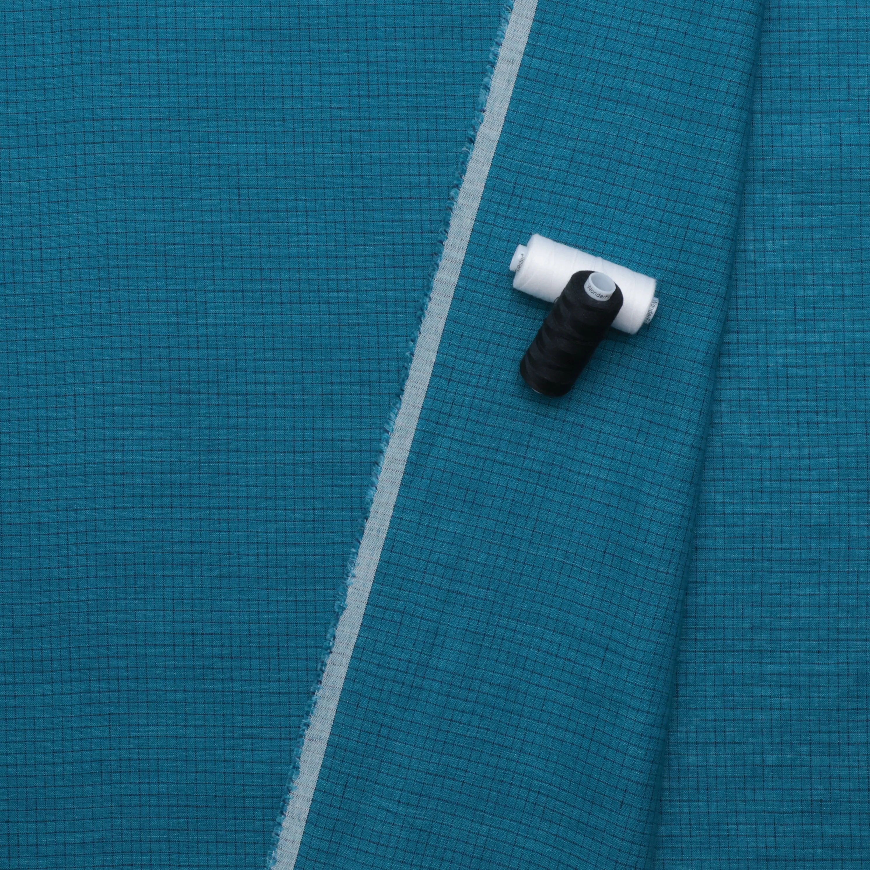 Linen Blend - Utopia - Check - Ocean Navy - Image 3