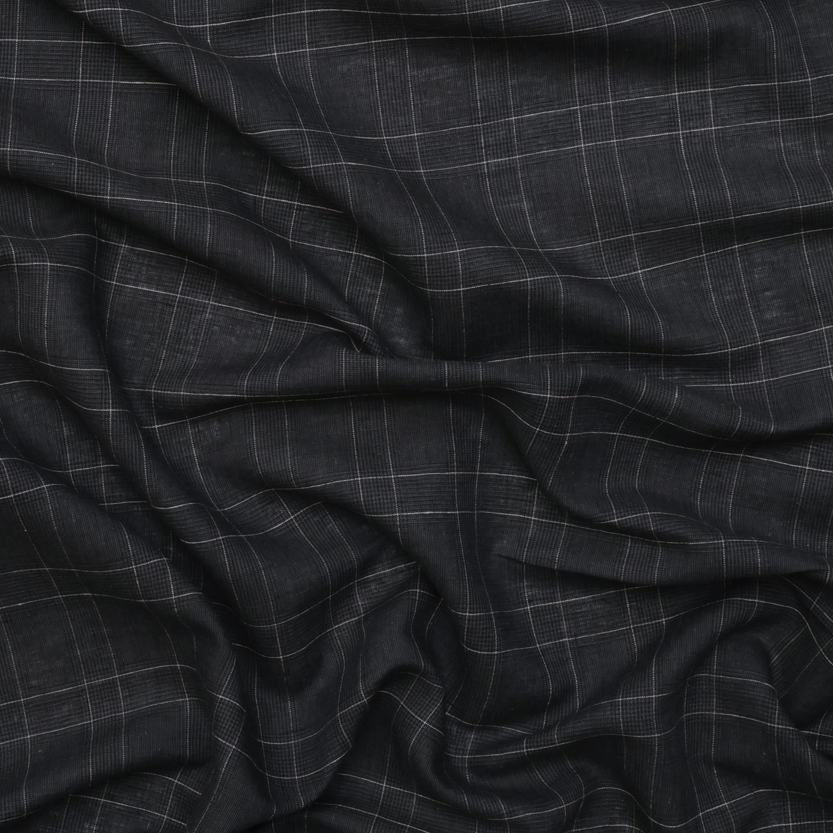 Linen Blend - Utopia - Plaid - Black