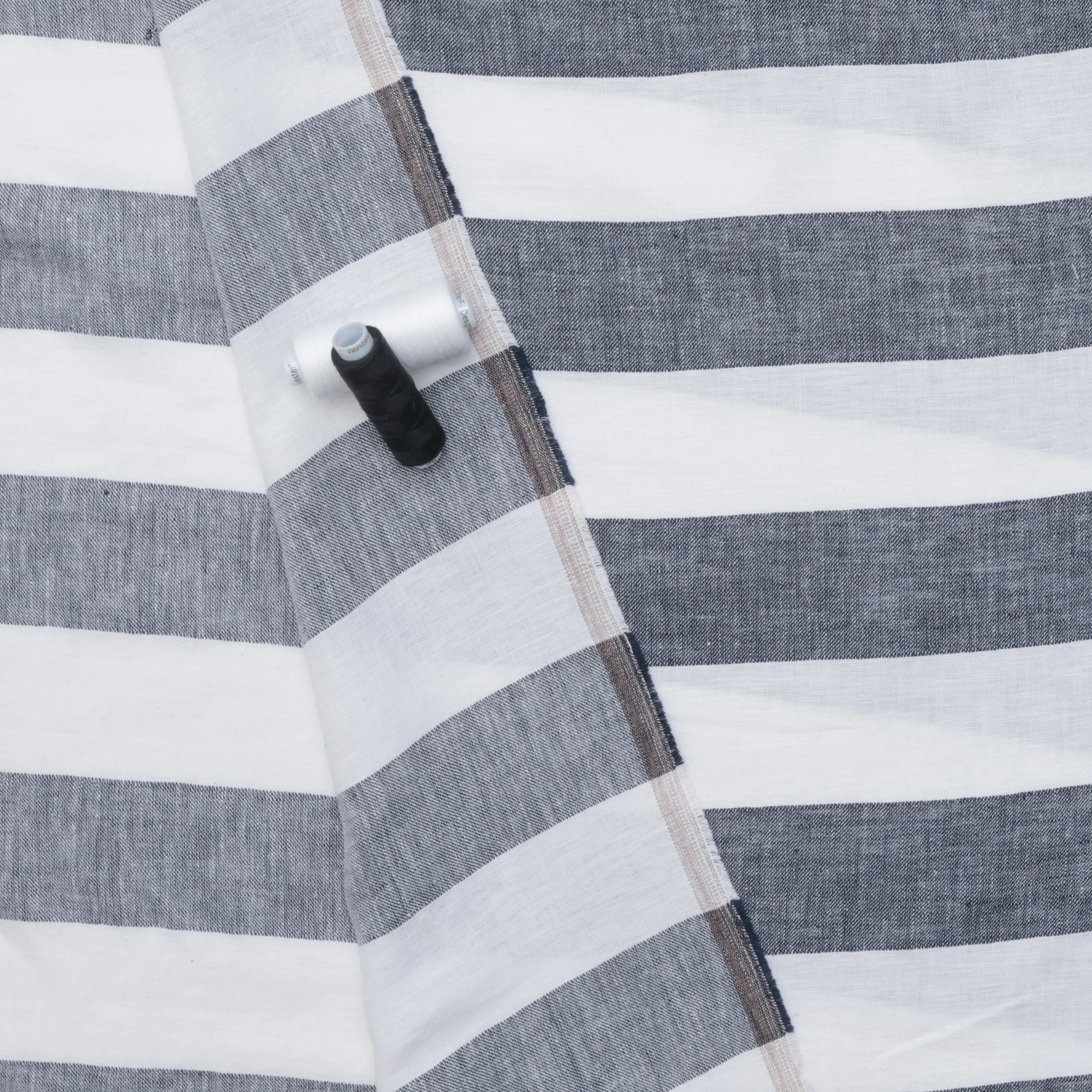 Linen Blend - Utopia - Wide Stripe - Navy White - Image 3