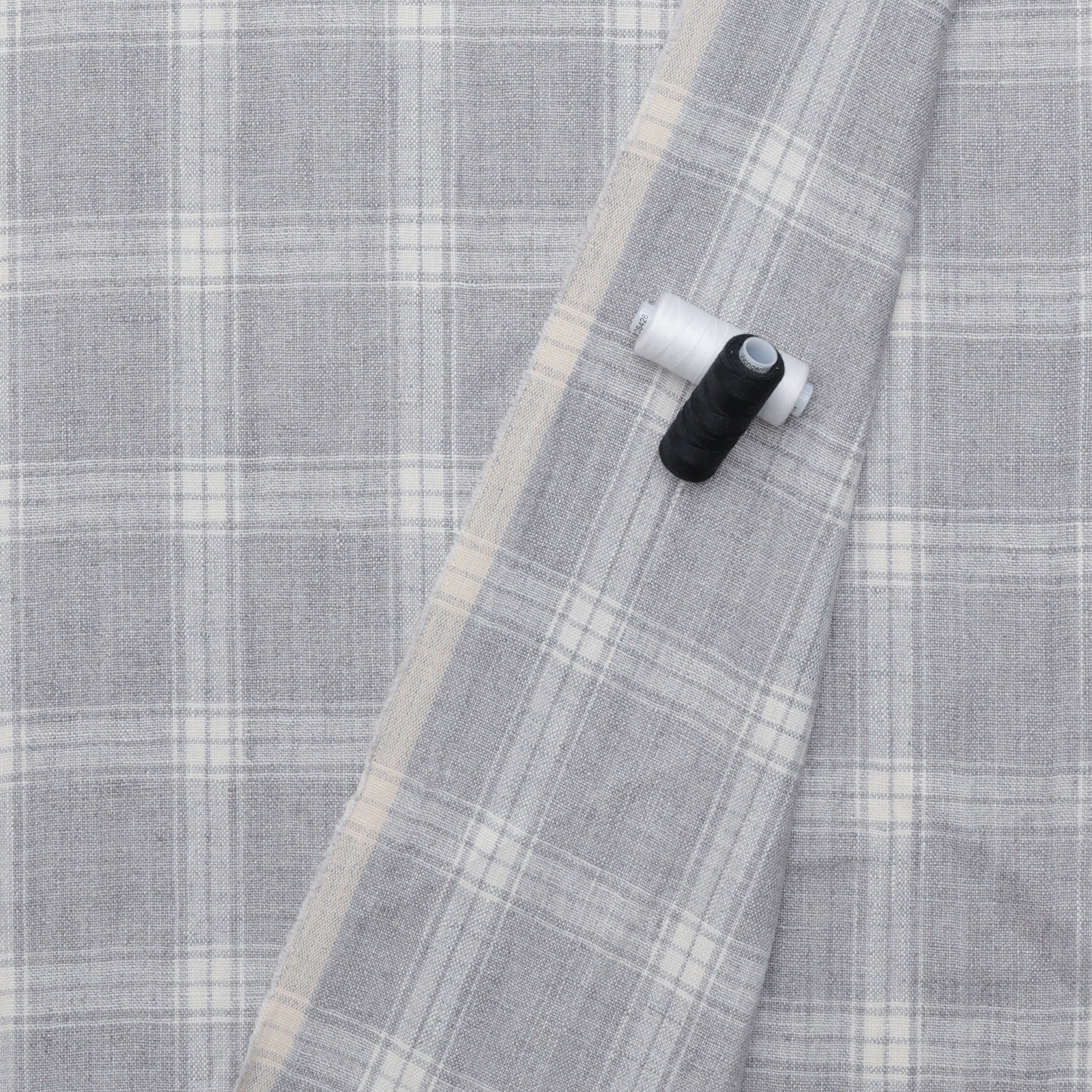 Linen - Plaid Weave - Carbon - Image 3