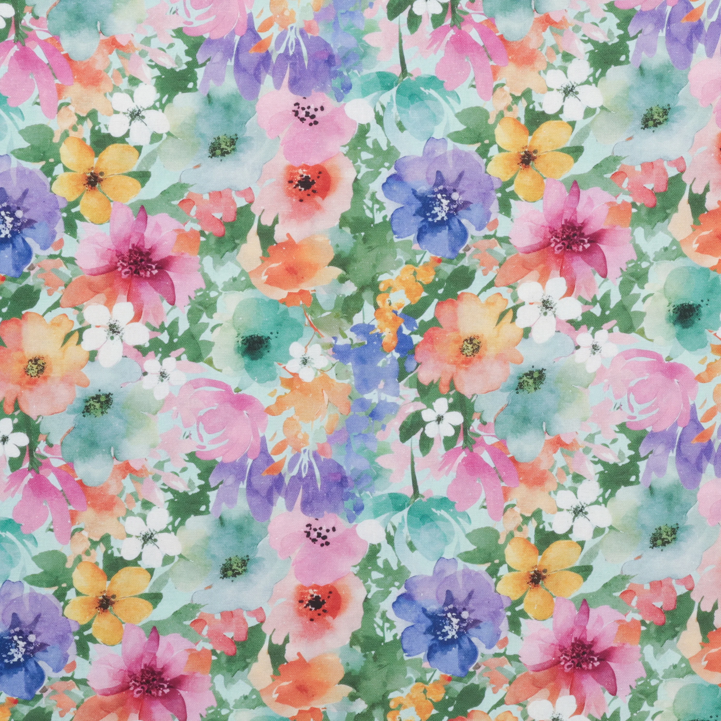 Linen Slub - Digital Print - Green Pink Orange - Image 2