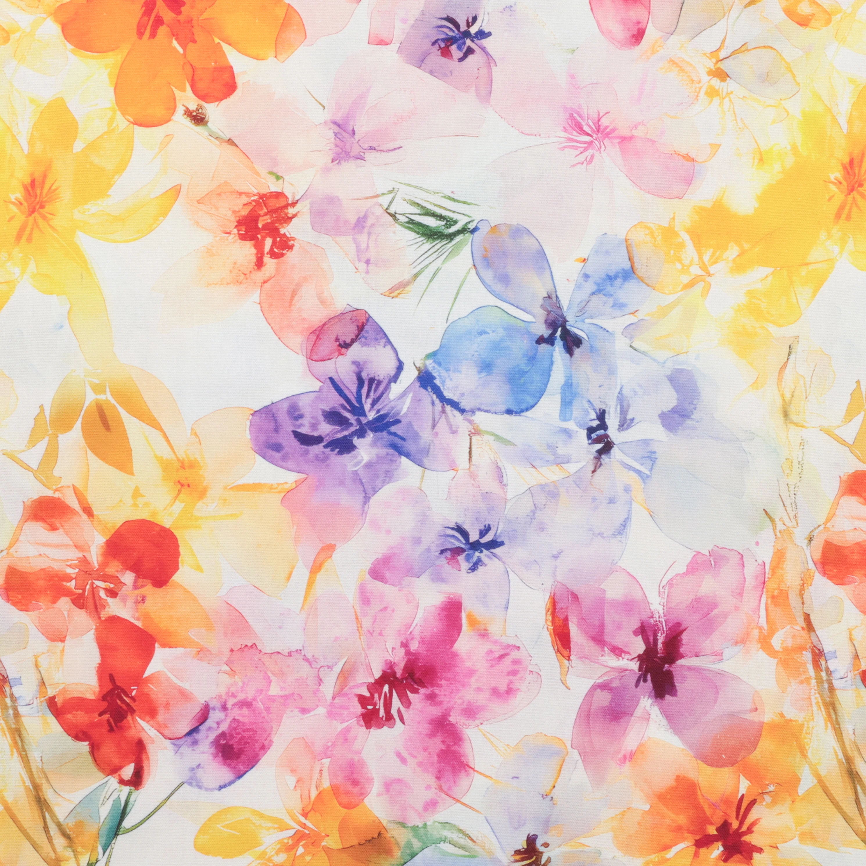 Linen Slub - Digital Print - Off White Orange Purple - Image 2