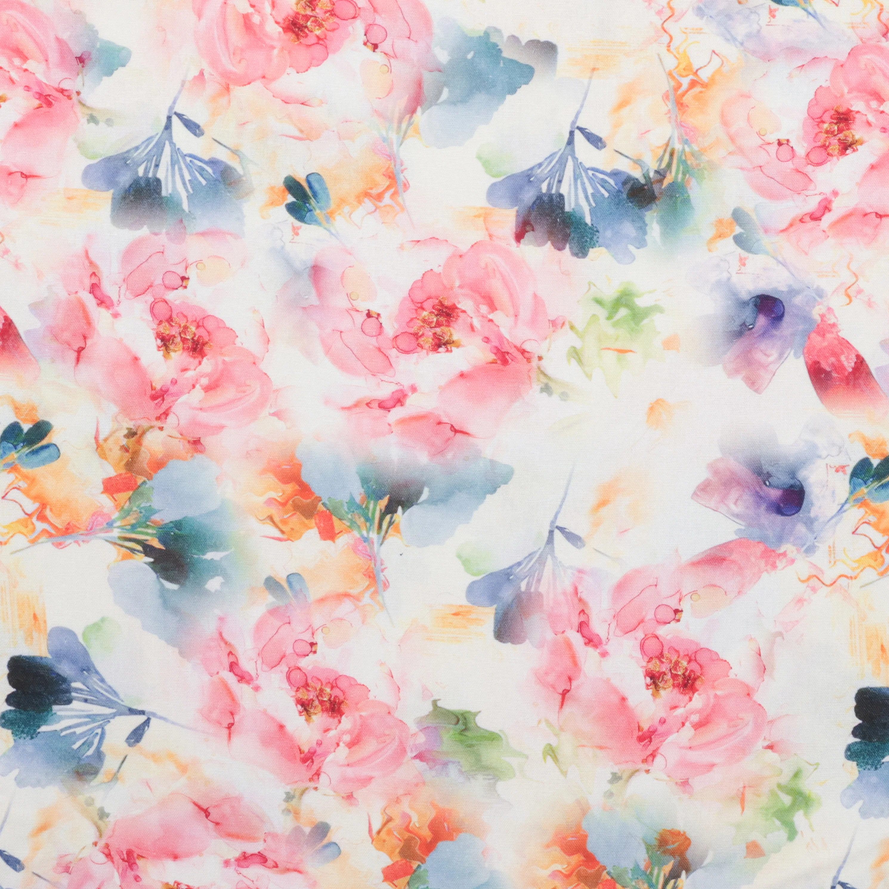 Linen Slub - Digital Print - Off White Red Hunter - Image 2