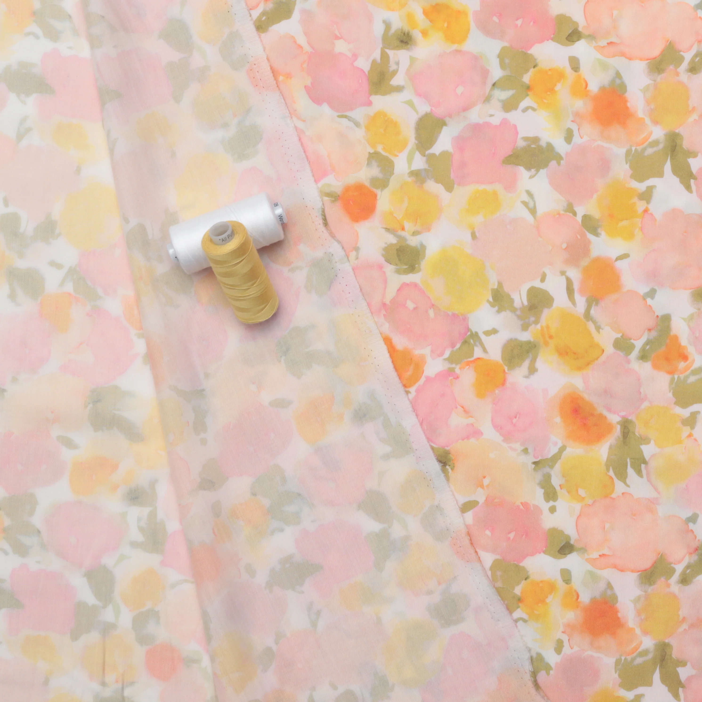 Lyocell - Sadie - Digital Print - White Pink - Image 3