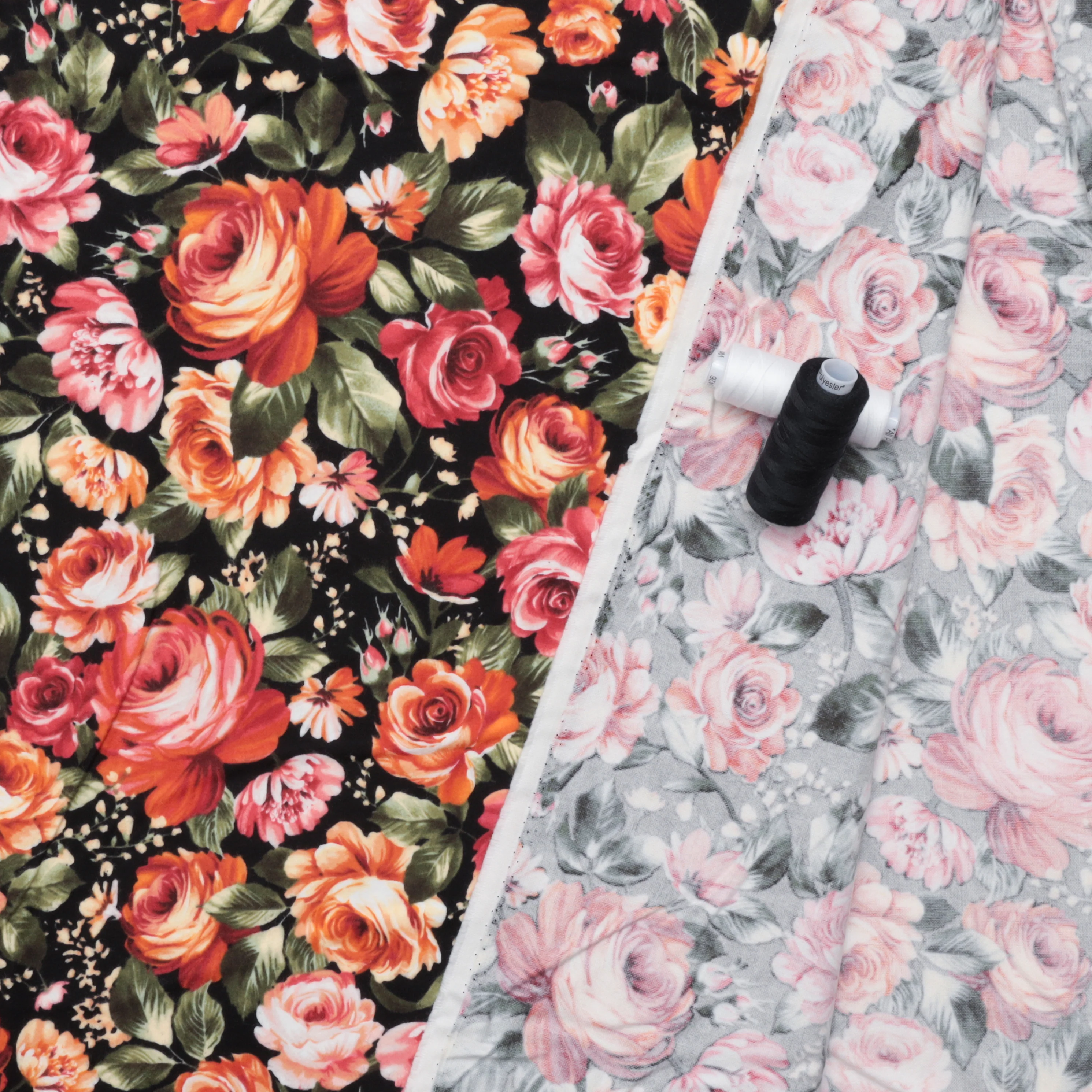 Maywood - Flannel - Cotton - Harvest Rose - Big Rose - Black - Image 3