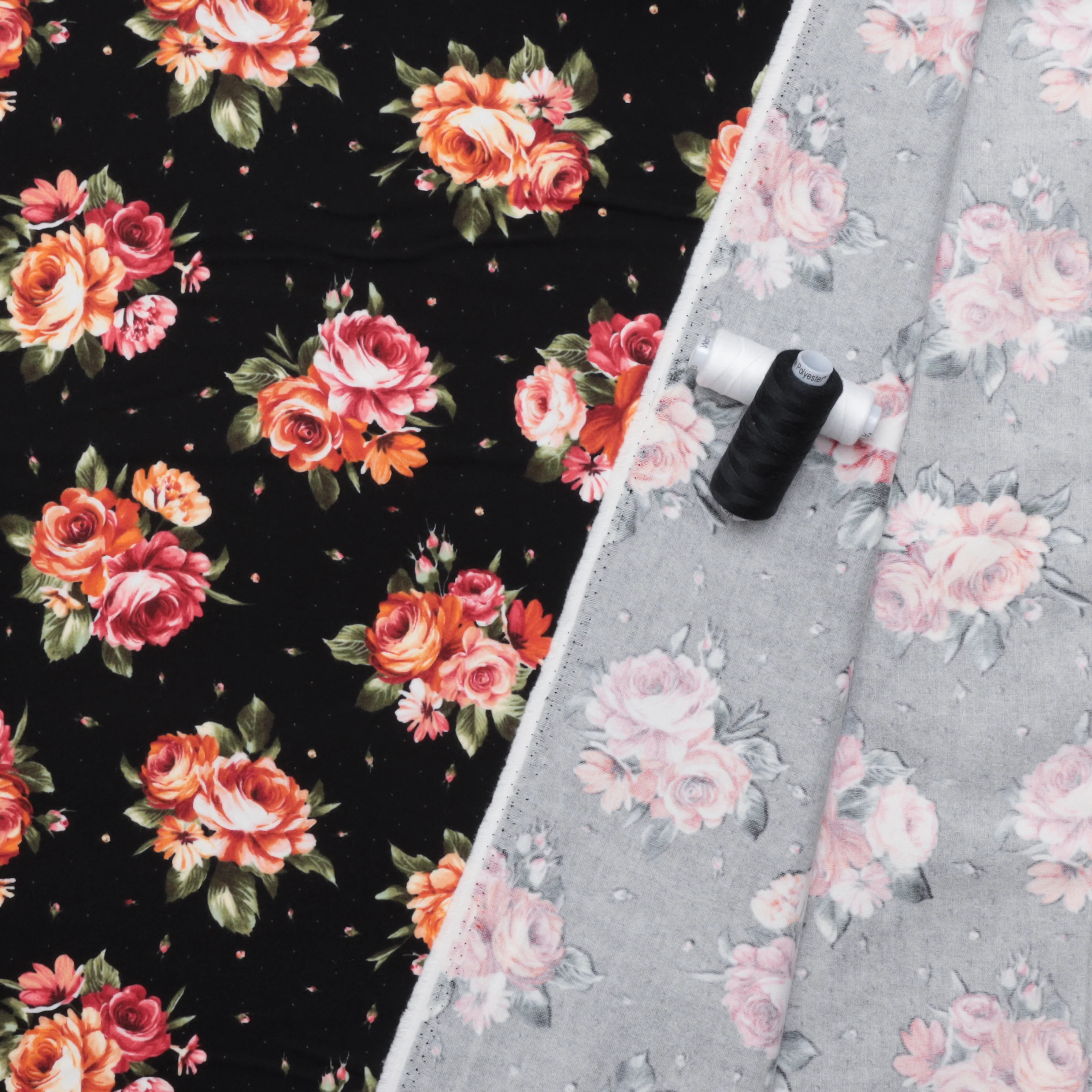 Maywood - Flannel - Cotton - Harvest Rose - Bouquets - Black - Image 3