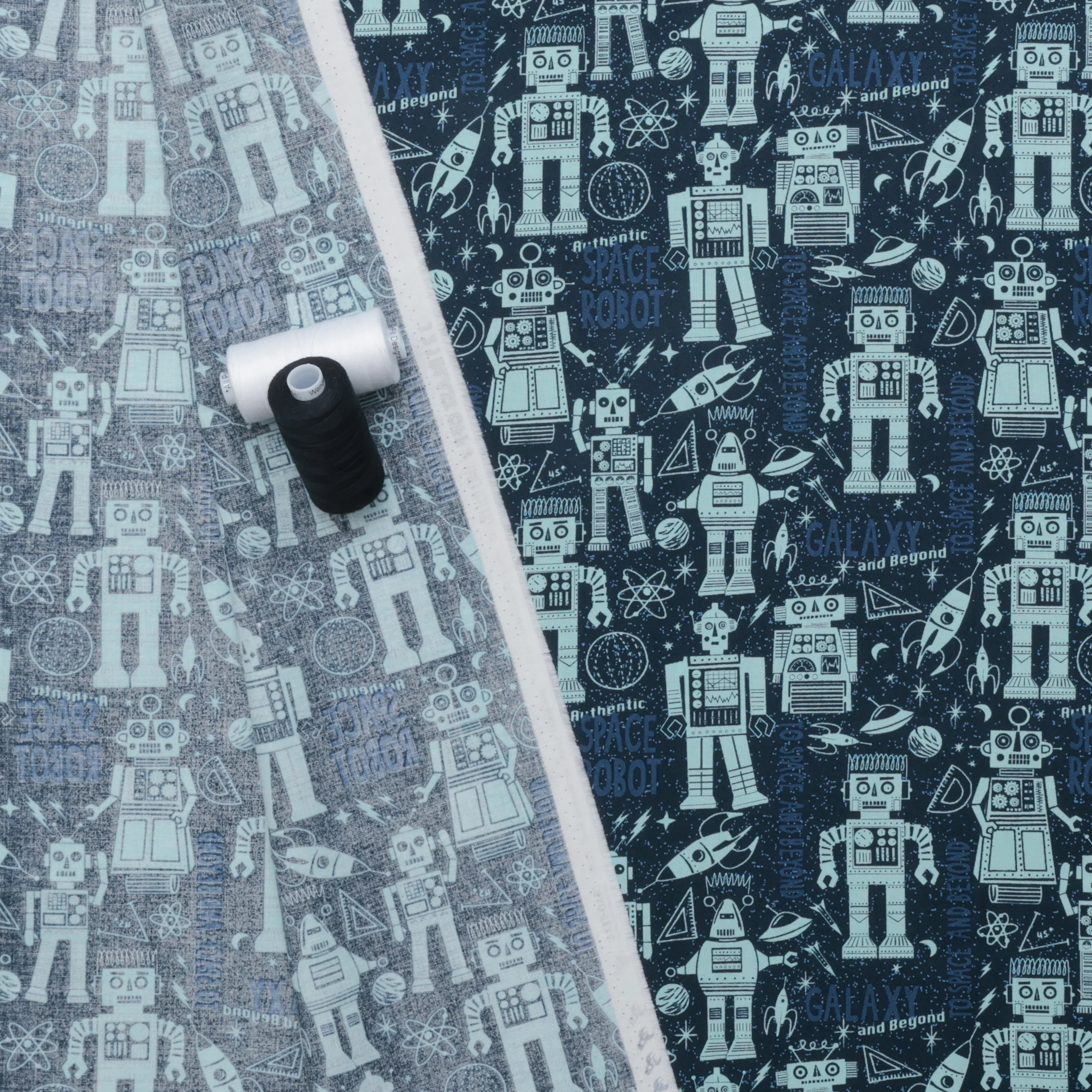 Moda - Cotton - 321 Blast Off - Space Robot - Night Sky - Image 3