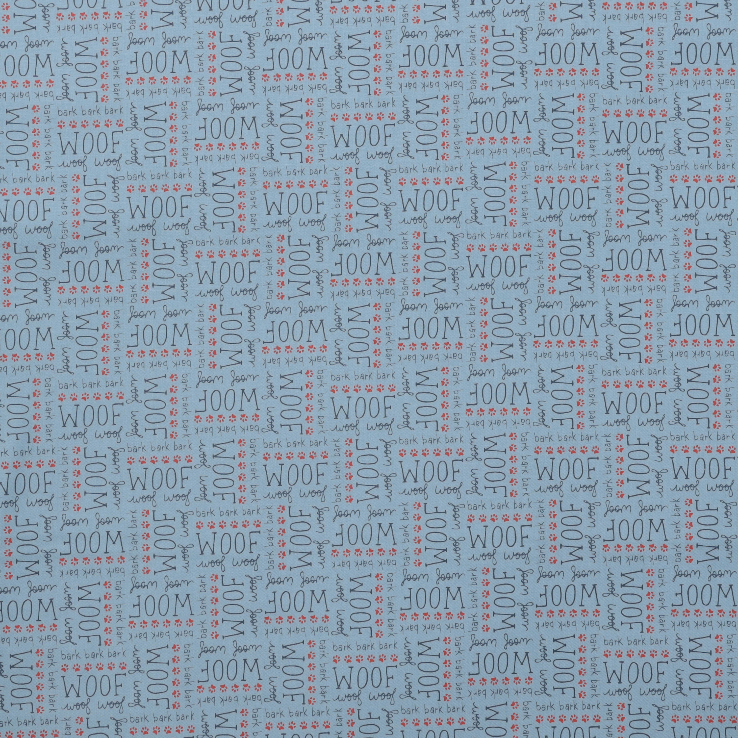 Moda - Cotton - Dog Daze - Woof - Blue - Image 2