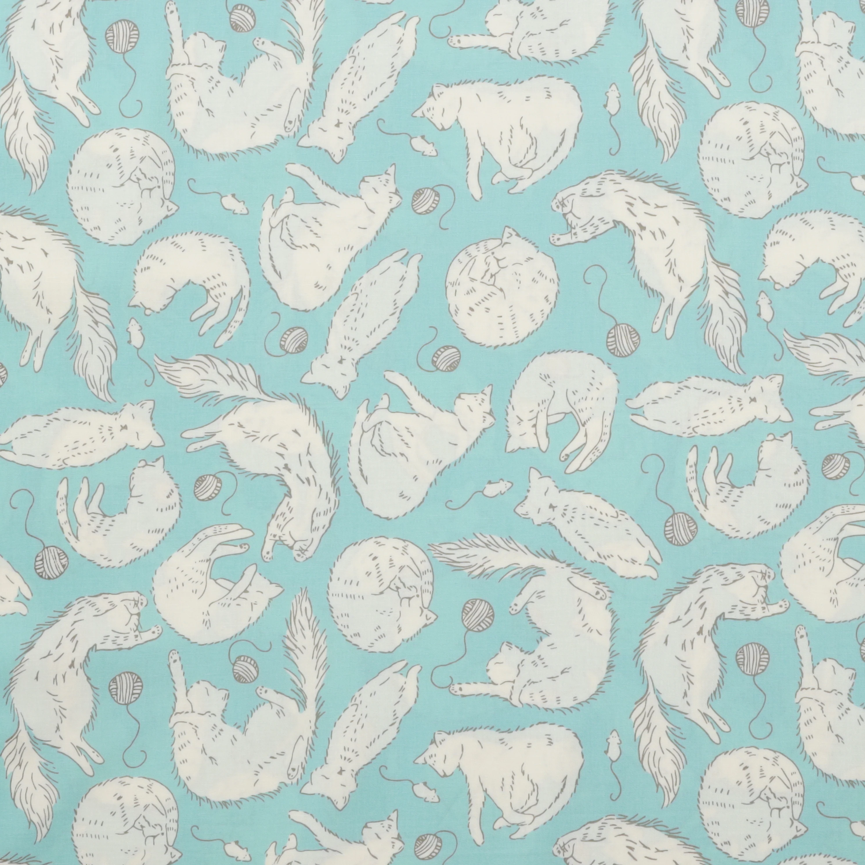Moda - Cotton - Here Kitty Kitty - Sleepy Time - Aqua - Image 2