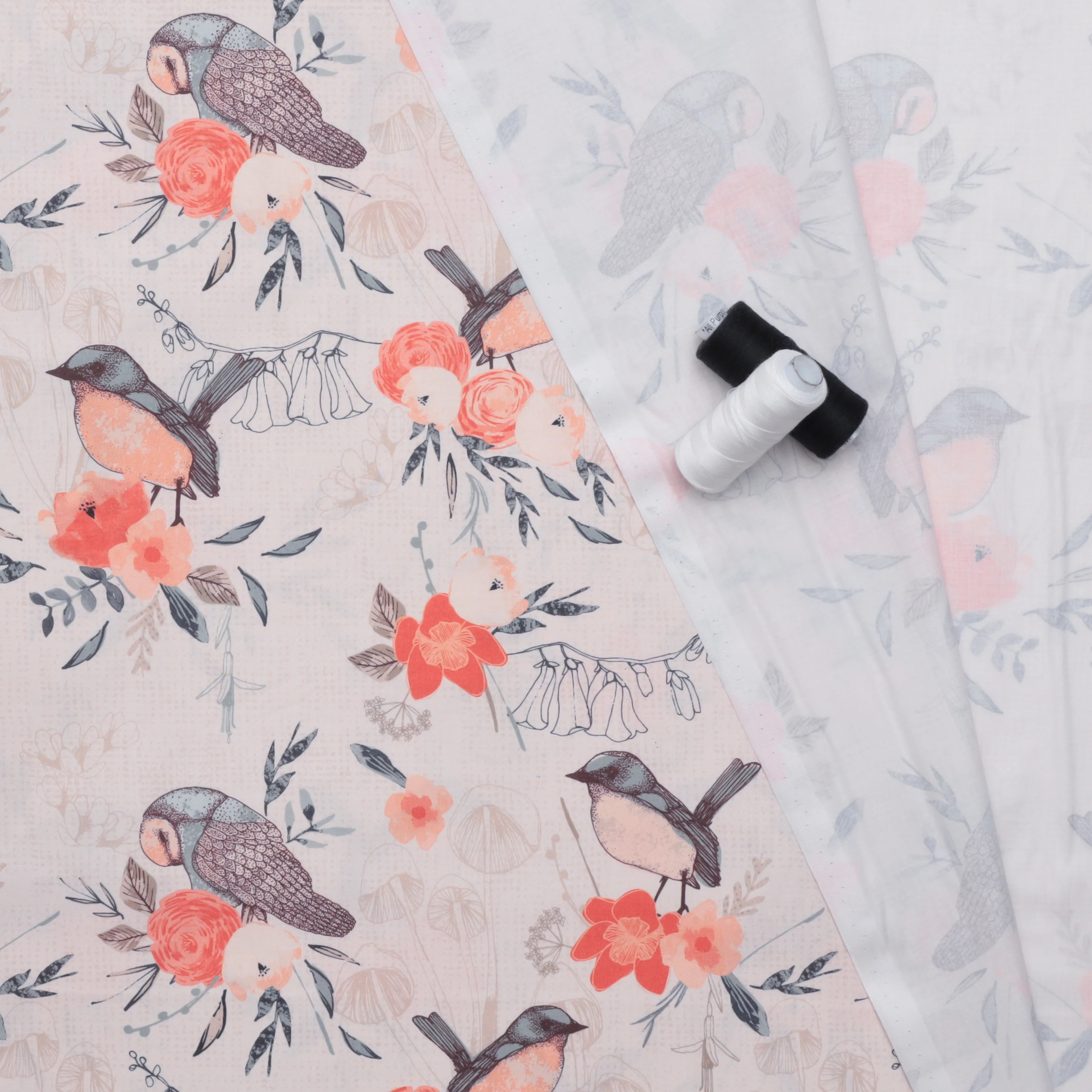 Paintbrush Studio - Cotton - A Walk In The Woods - Birds Beige - Image 3
