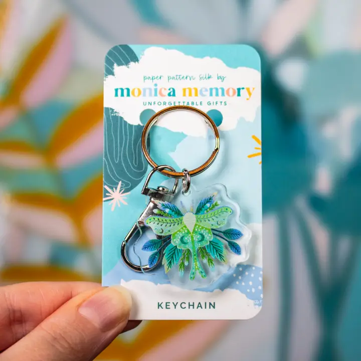 Paper Pattern Silk - Keychain - Luna Moth