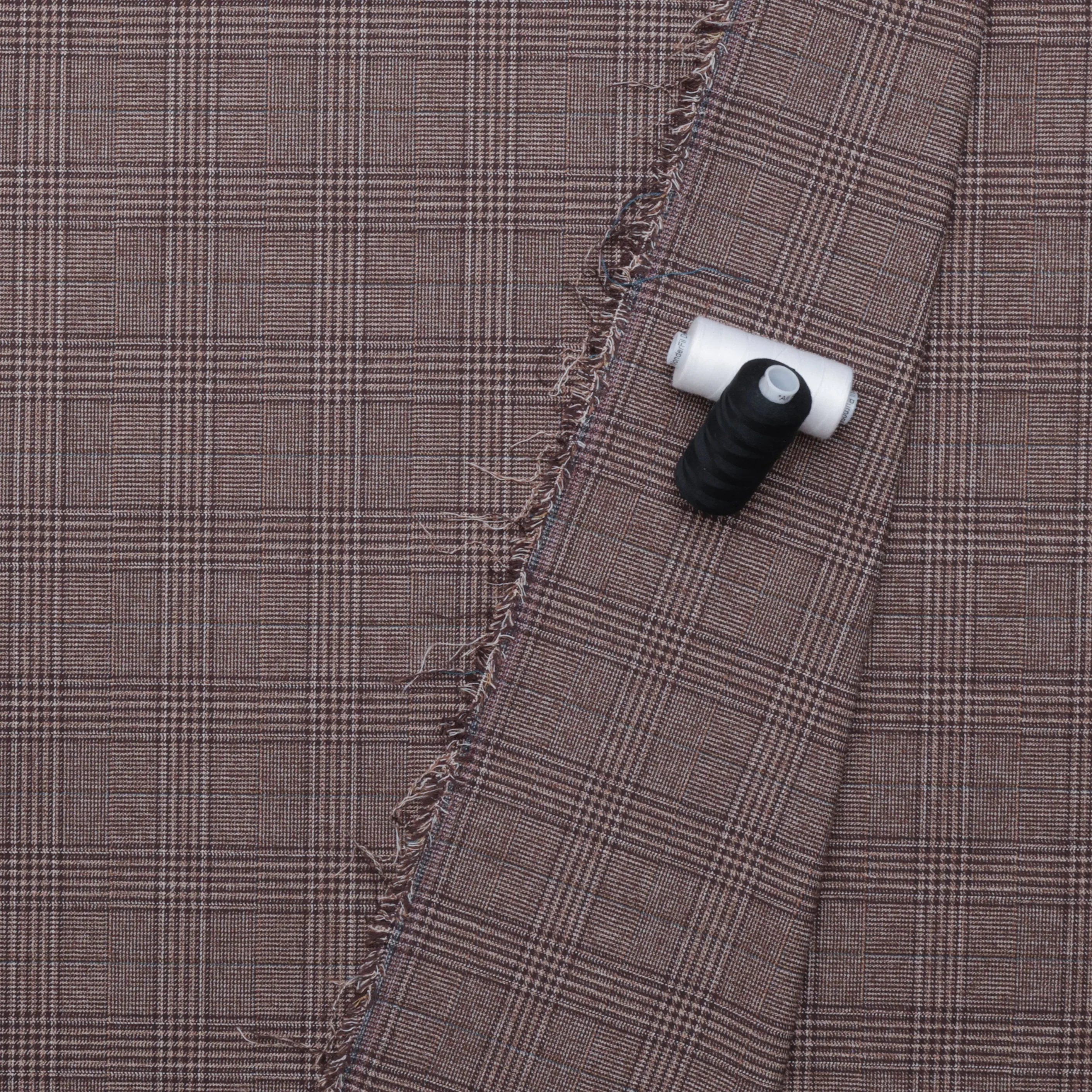 Poly Blend - Brody - Check Suiting - Mocha - Image 3