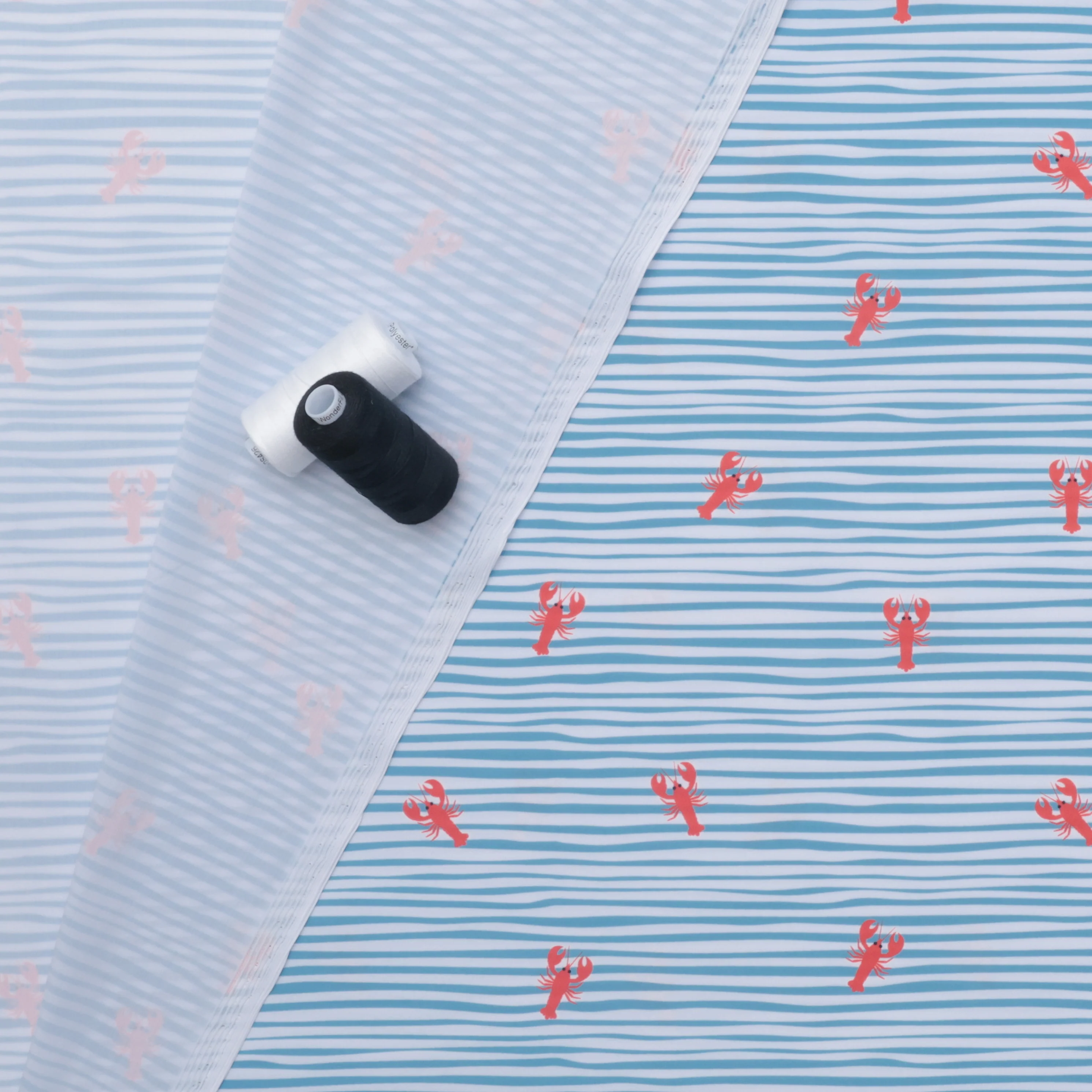 Poly Blend - Recycled Swimsuit Knit - Lobster Stripe - Image 3