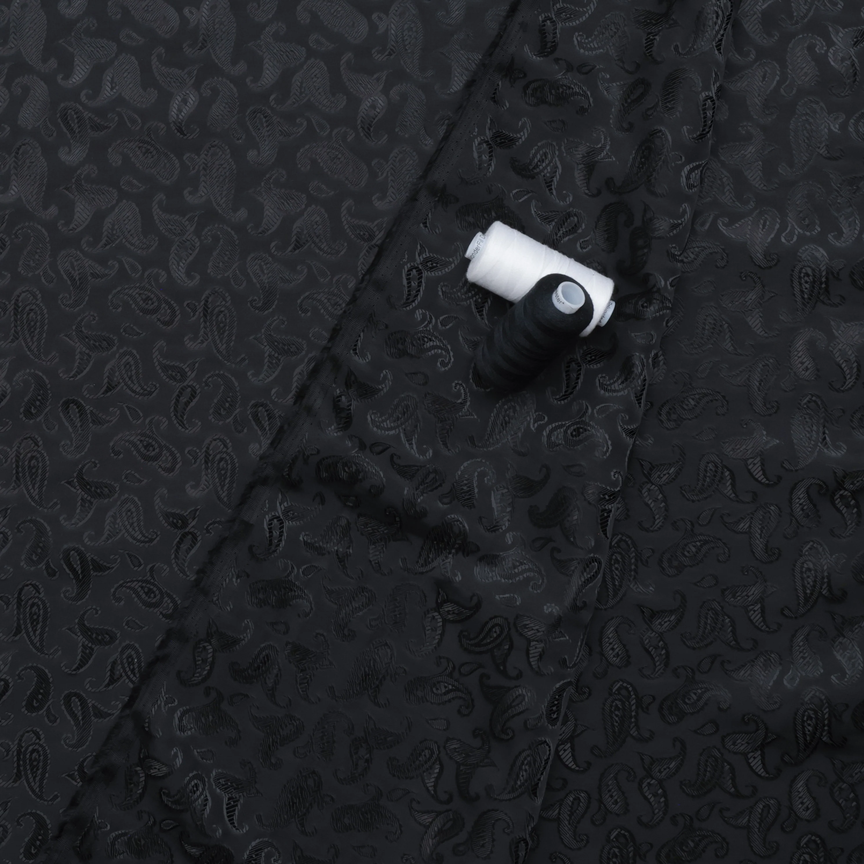 Poly Viscose - Lining - Bold Paisley - Black - Image 3
