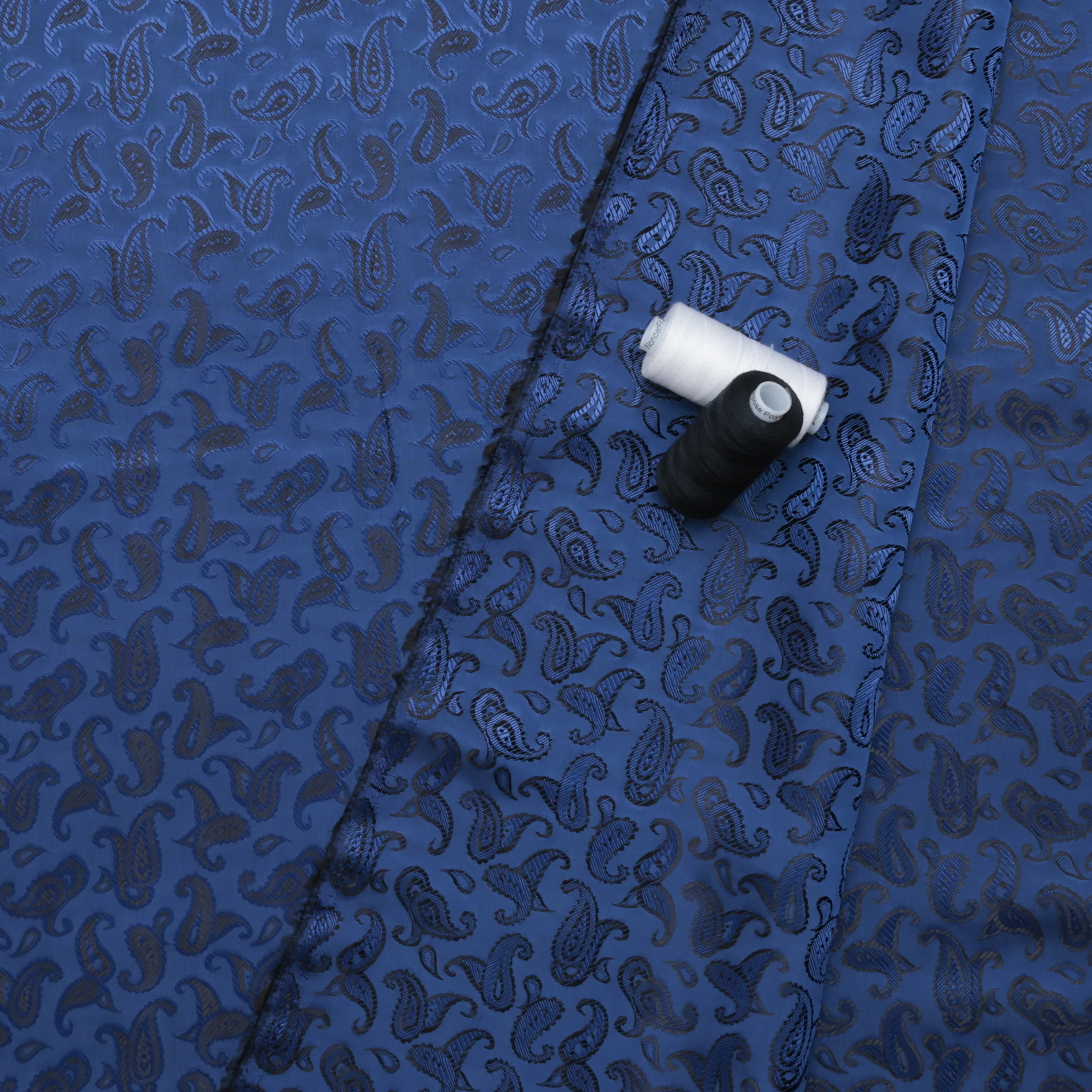 Poly Viscose - Lining - Bold Paisley - Navy - Image 3
