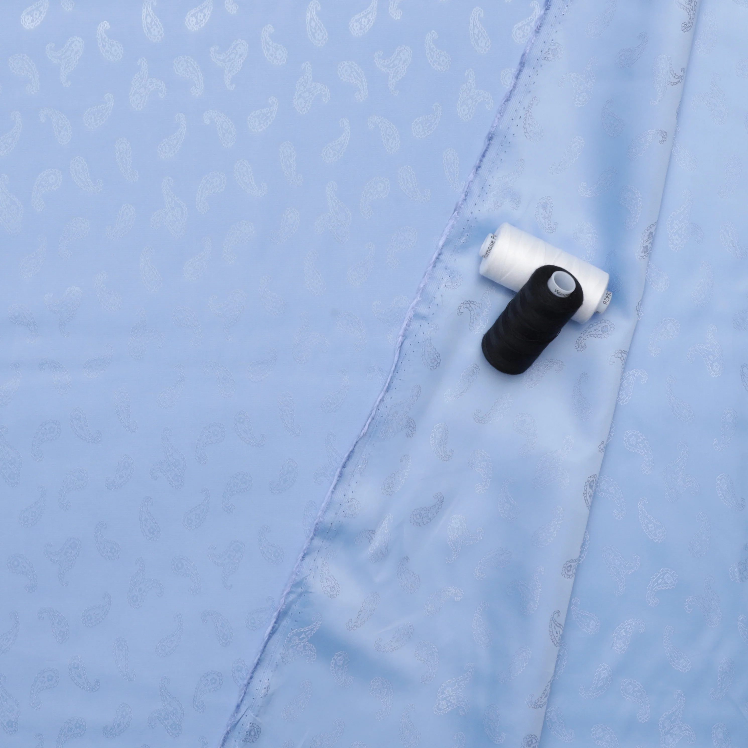 Poly Viscose Lining - Paisley - Baby Blue - Image 3