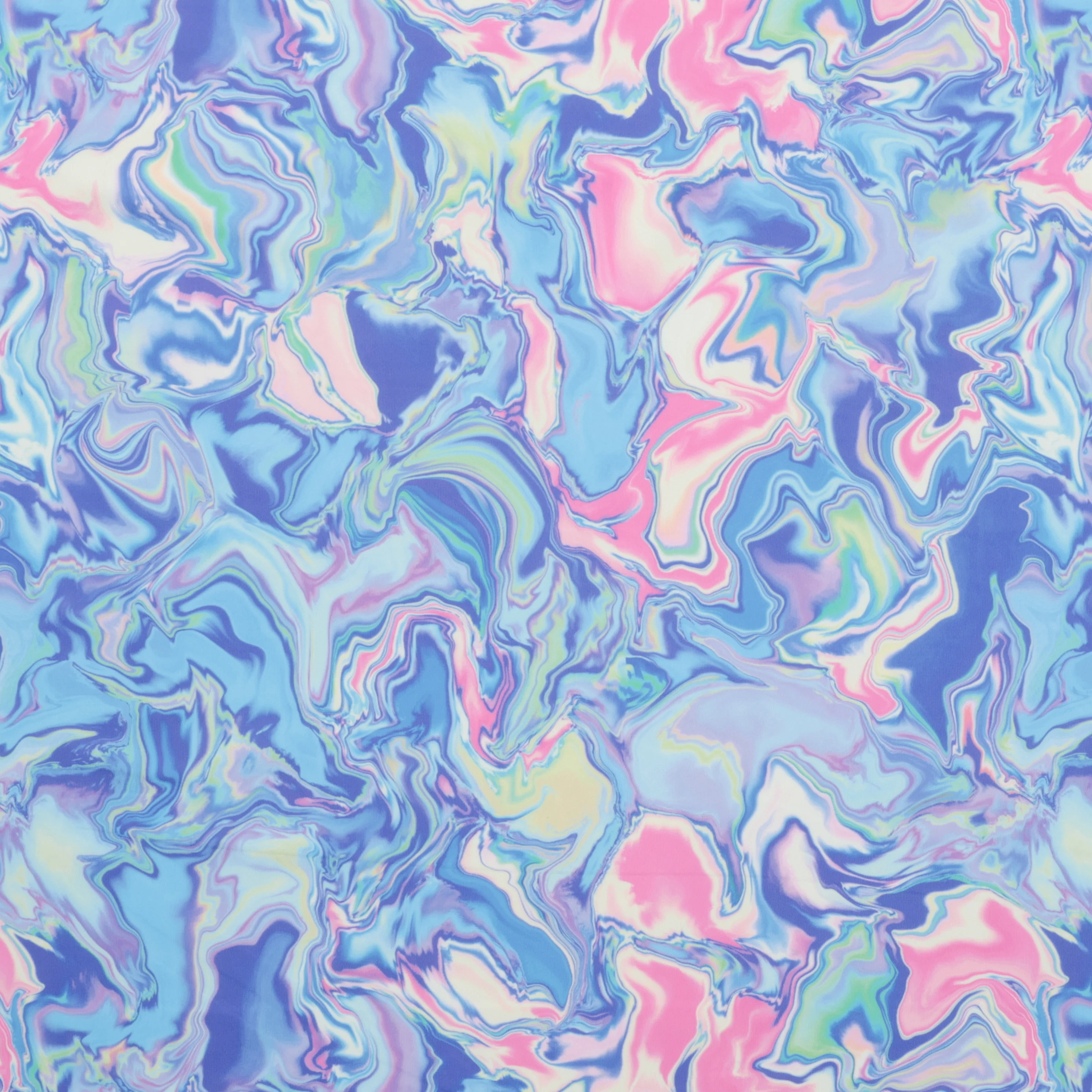 Poly Nylon - Knit - Designer Print - Neon Marble - Blue - Image 2