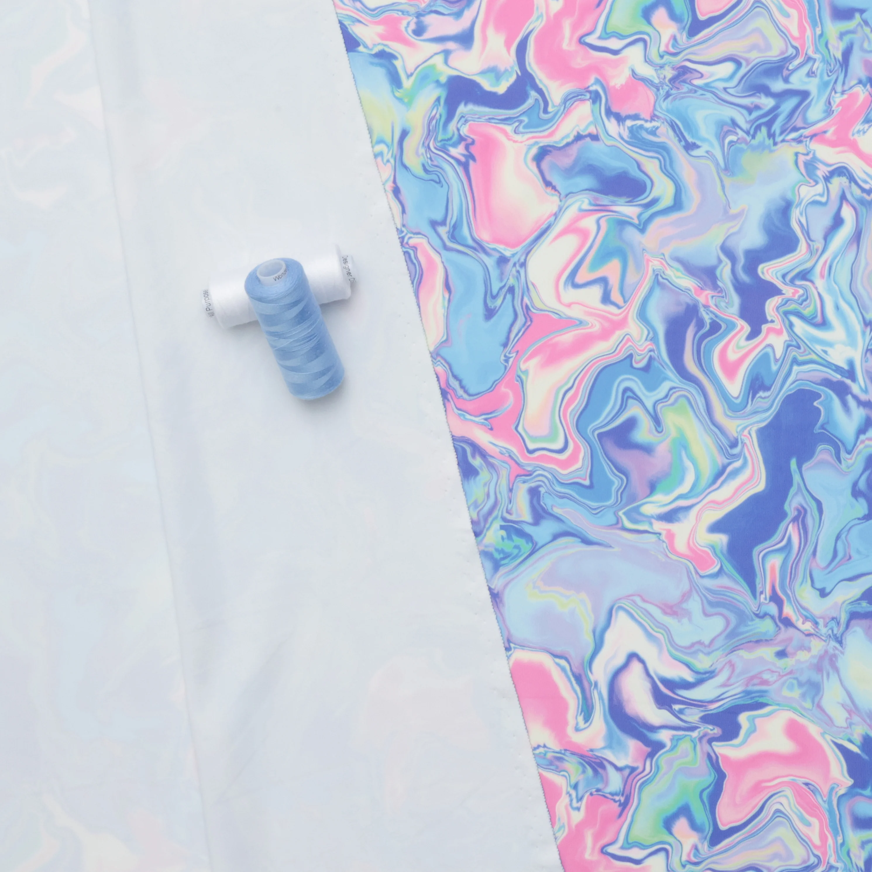 Poly Nylon - Knit - Designer Print - Neon Marble - Blue - Image 3