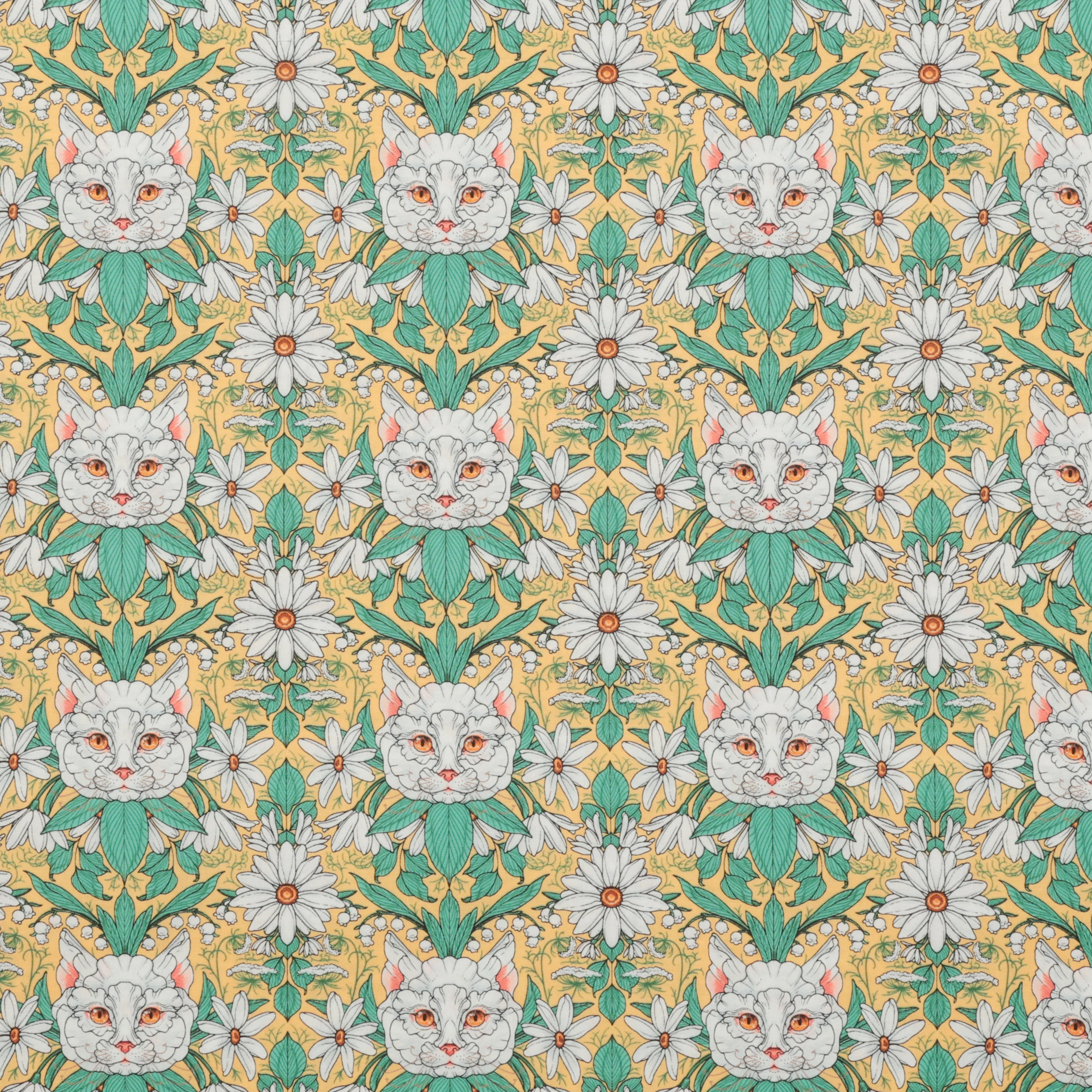 Rachel Hauer - Cotton - Garden Bed - Cat Flower - Yellow - Image 2