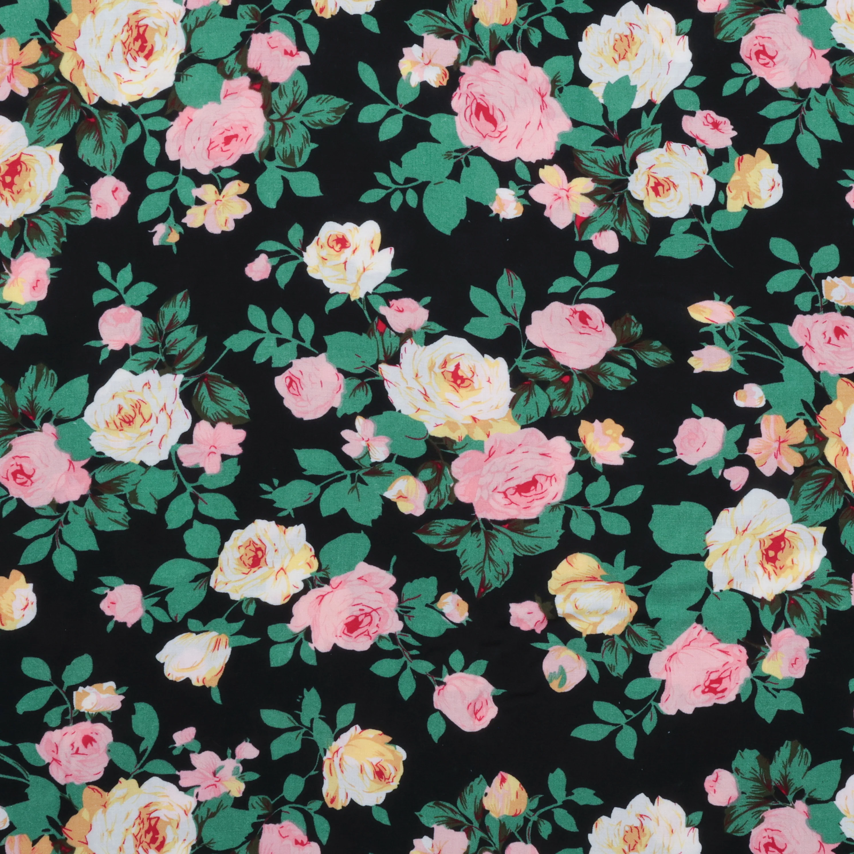 Rayon - Challis Print - Black Pink Yellow - Image 2