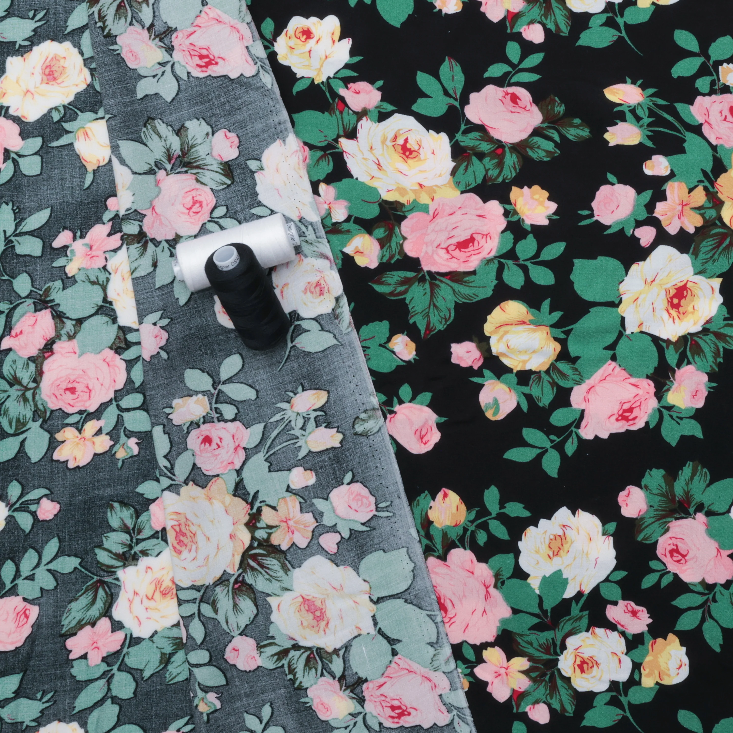Rayon - Challis Print - Black Pink Yellow - Image 3