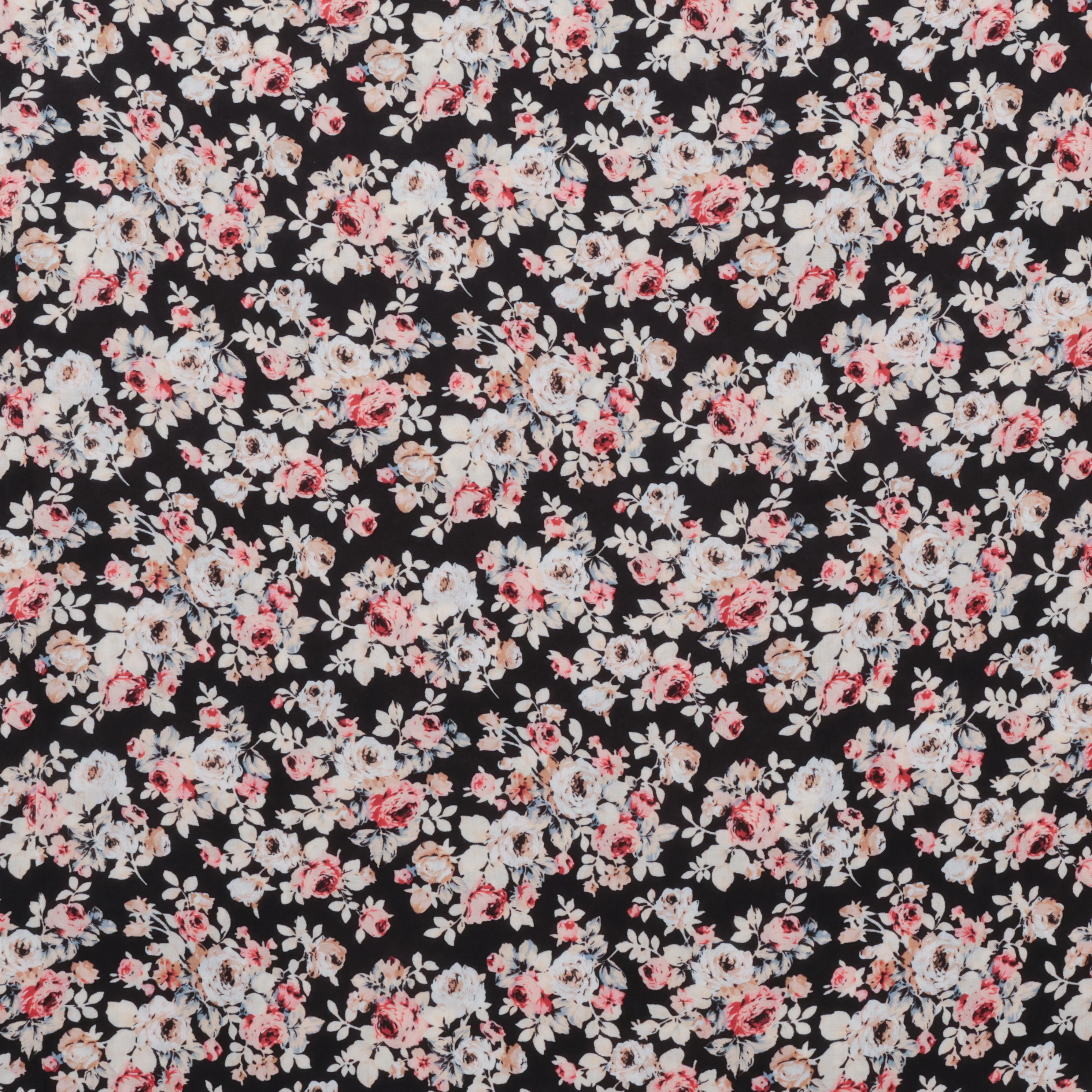 Rayon - Challis Print - Black Taupe Rose - Image 2