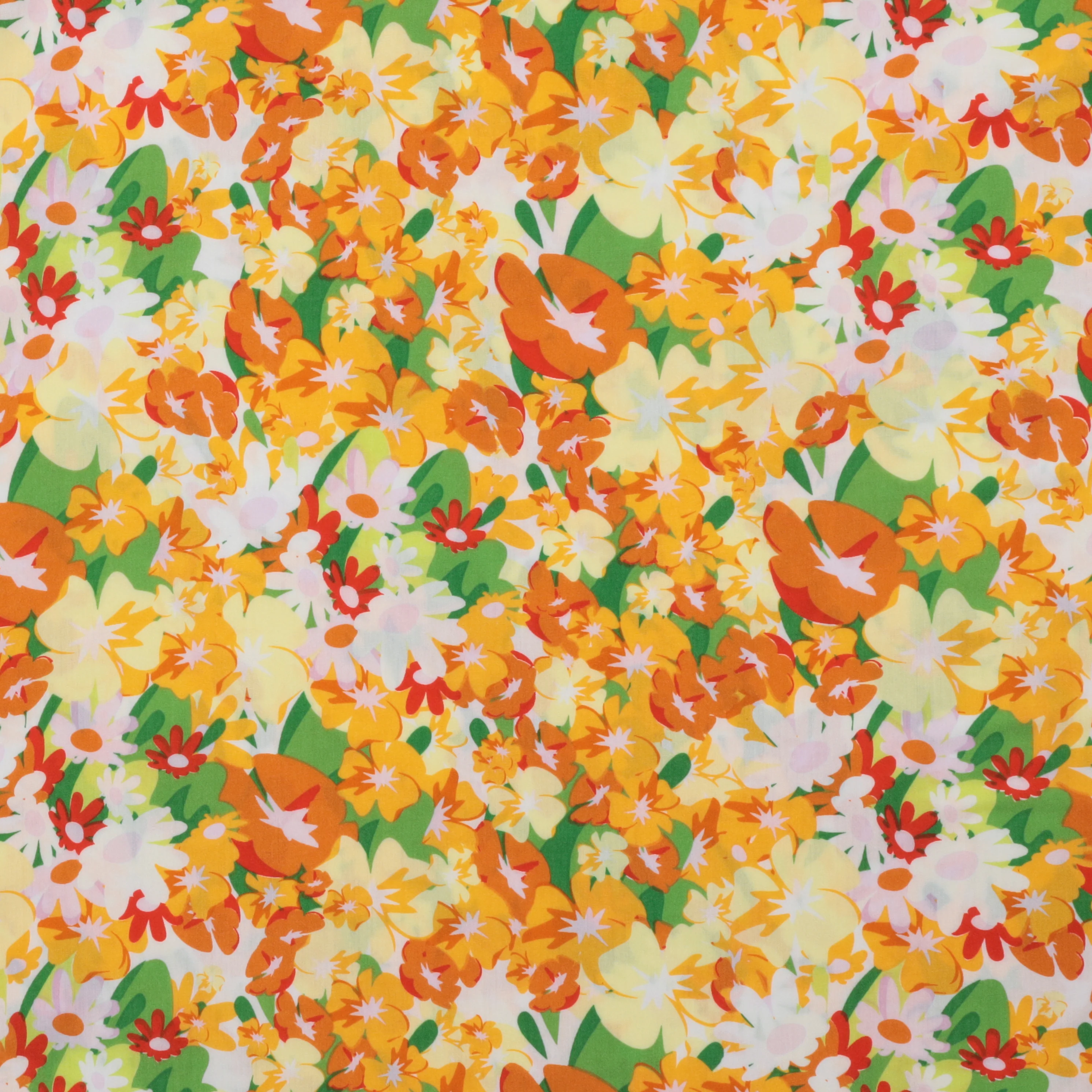 Rayon - Challis Print - Flower Fields - Yellow - Image 2