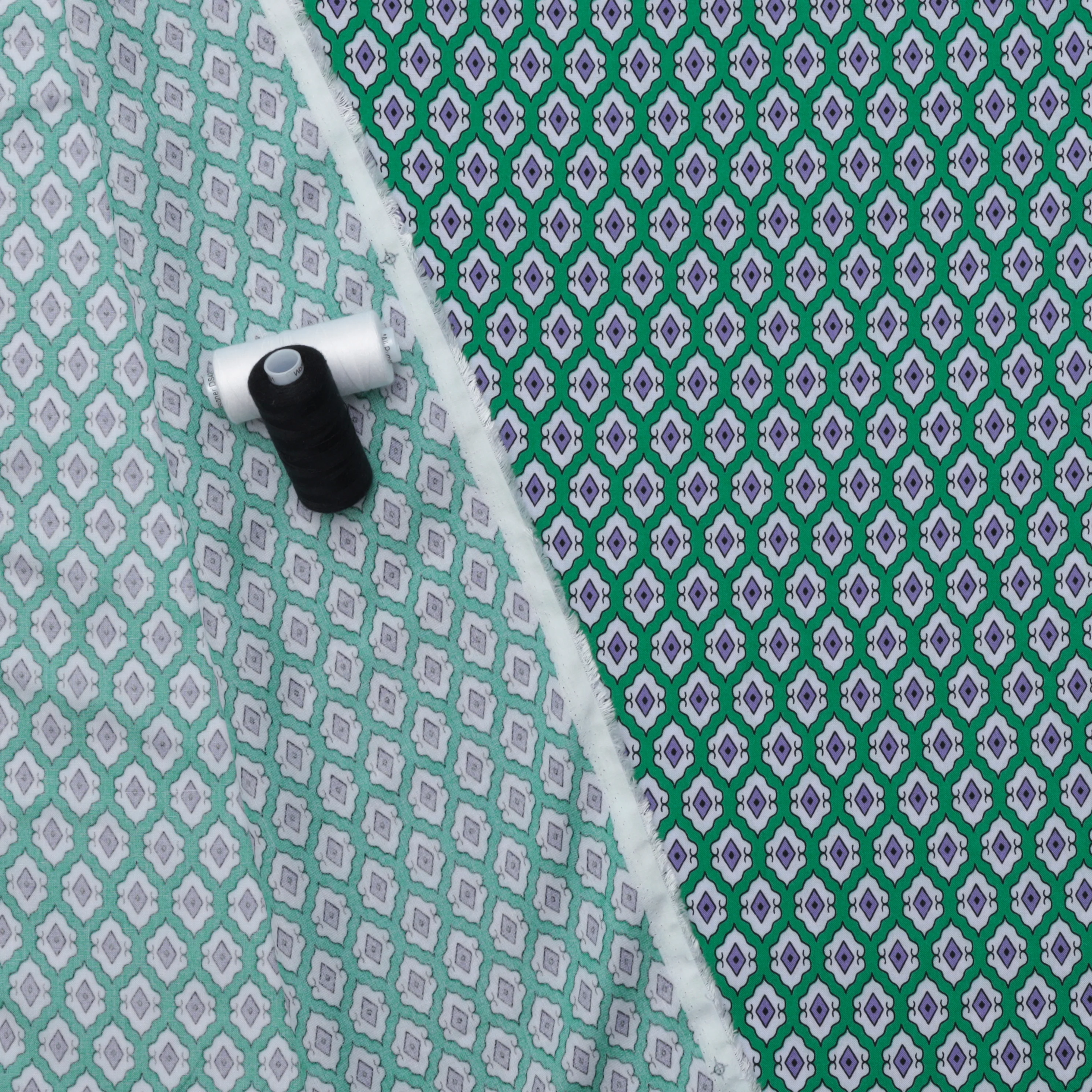 Rayon - Challis Print - Geometric - Green - Image 3