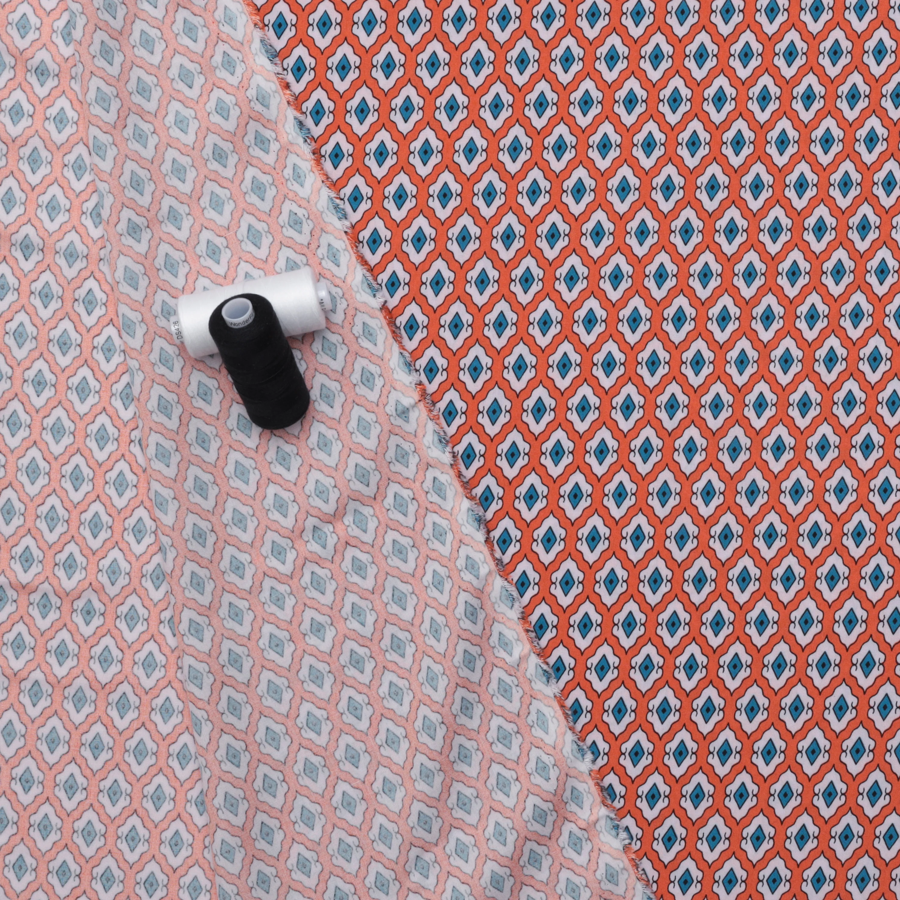Rayon - Challis Print - Geometric - Orange - Image 3