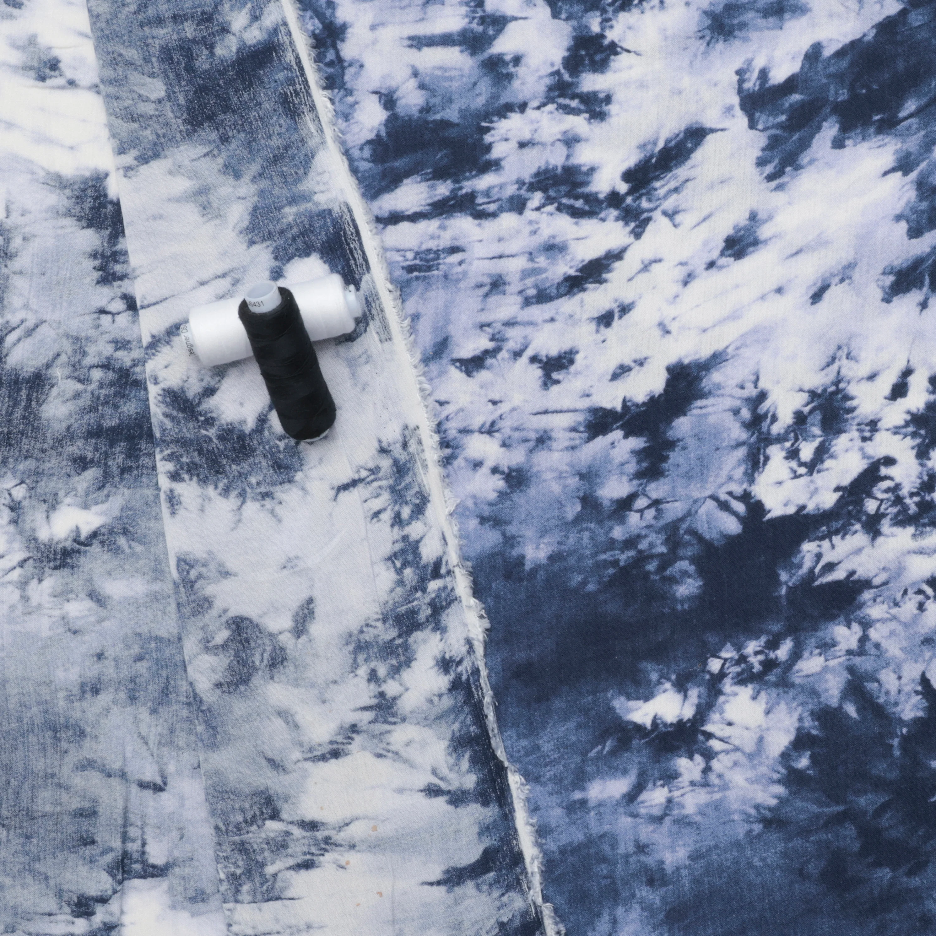 Rayon - Crepe - Tie Dye - Indigo Blue - Image 3