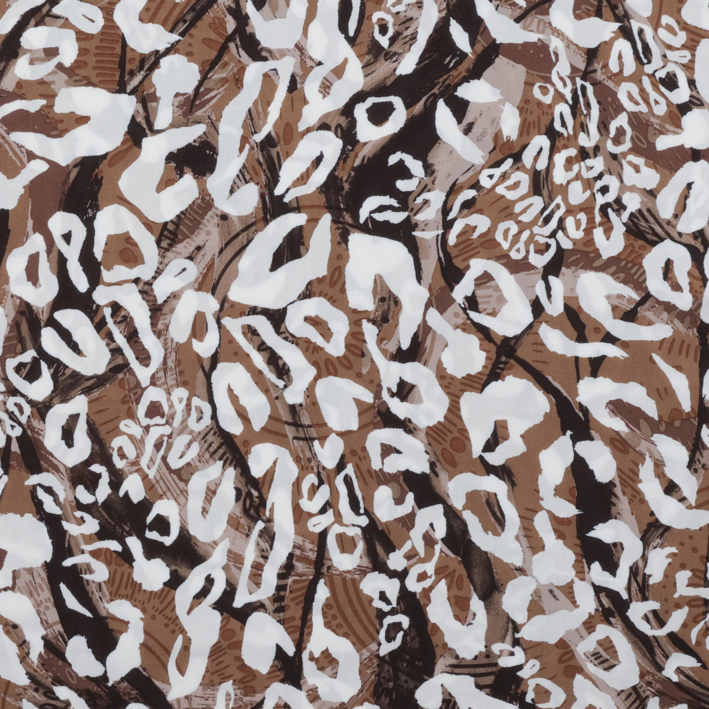 Rayon - Dali Poplin - Print - White Brown - Image 2