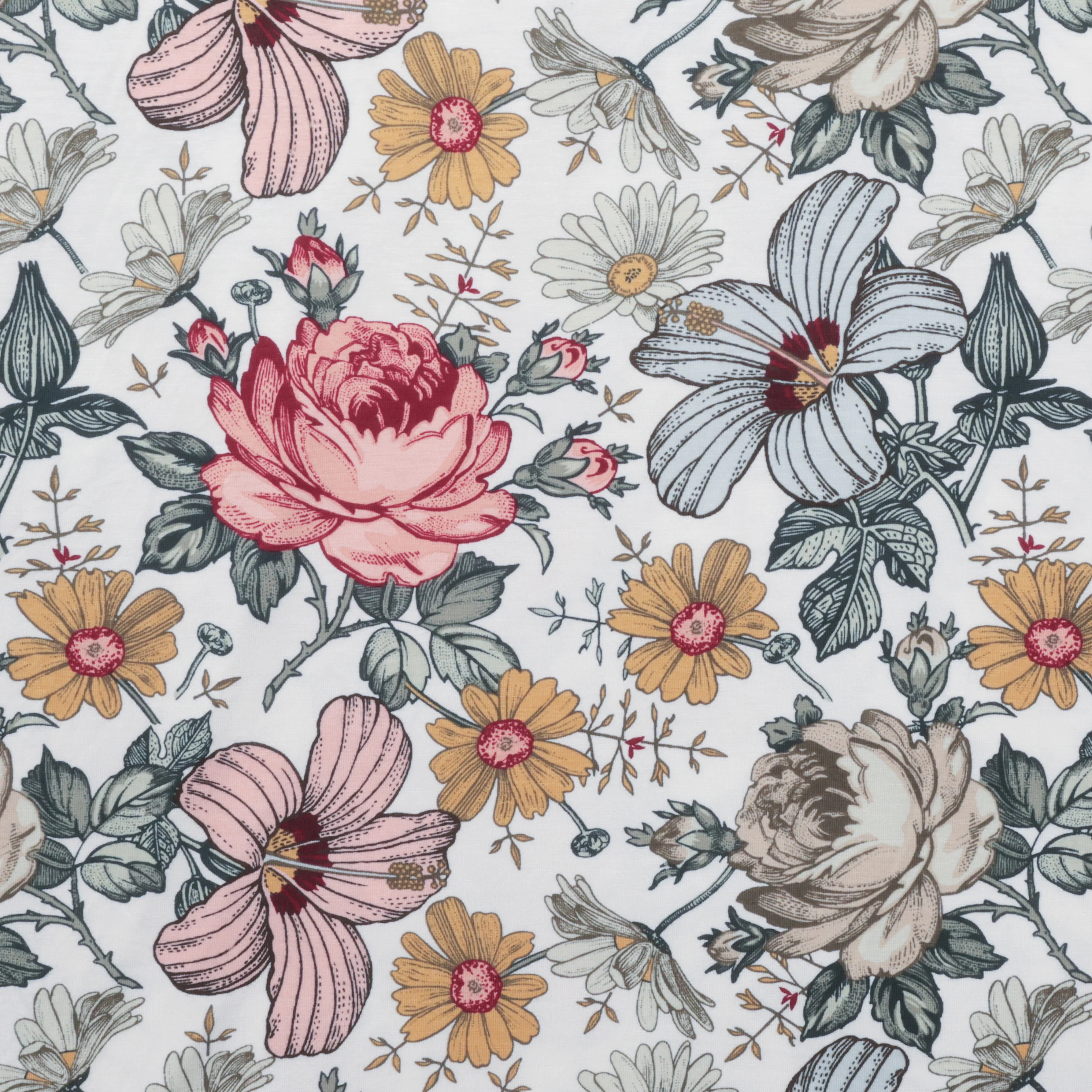 Rayon - Jersey - Floral - Off White Multi - Image 2