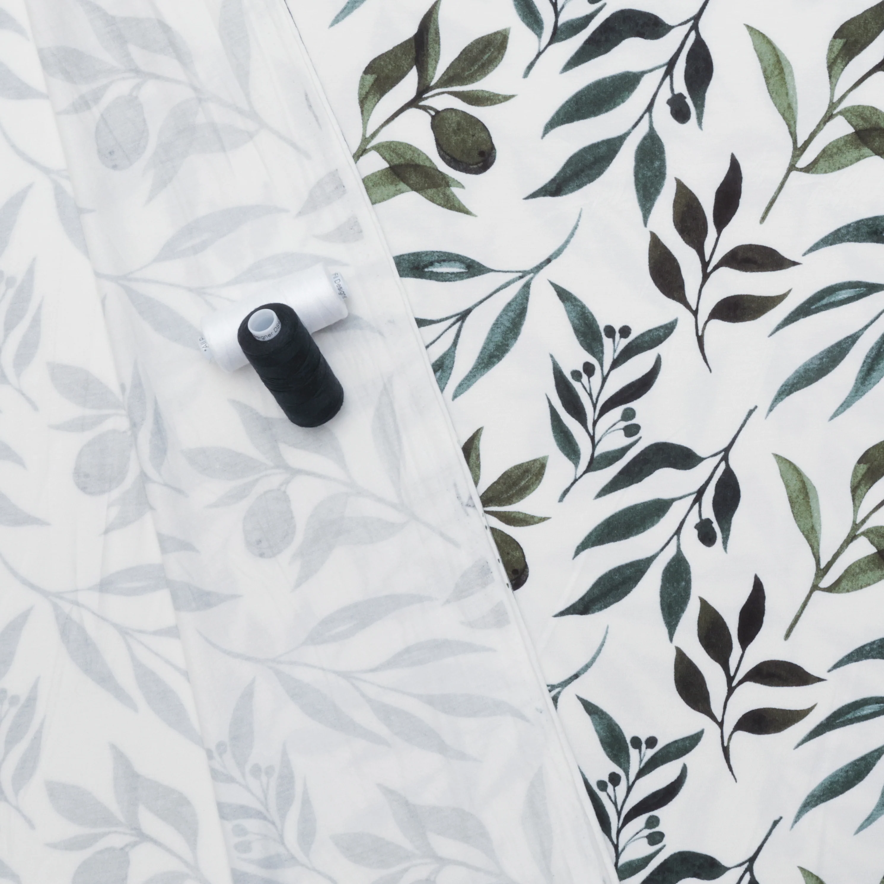 Rayon - Jersey - Olive Leaves - Ivory Green - Image 3