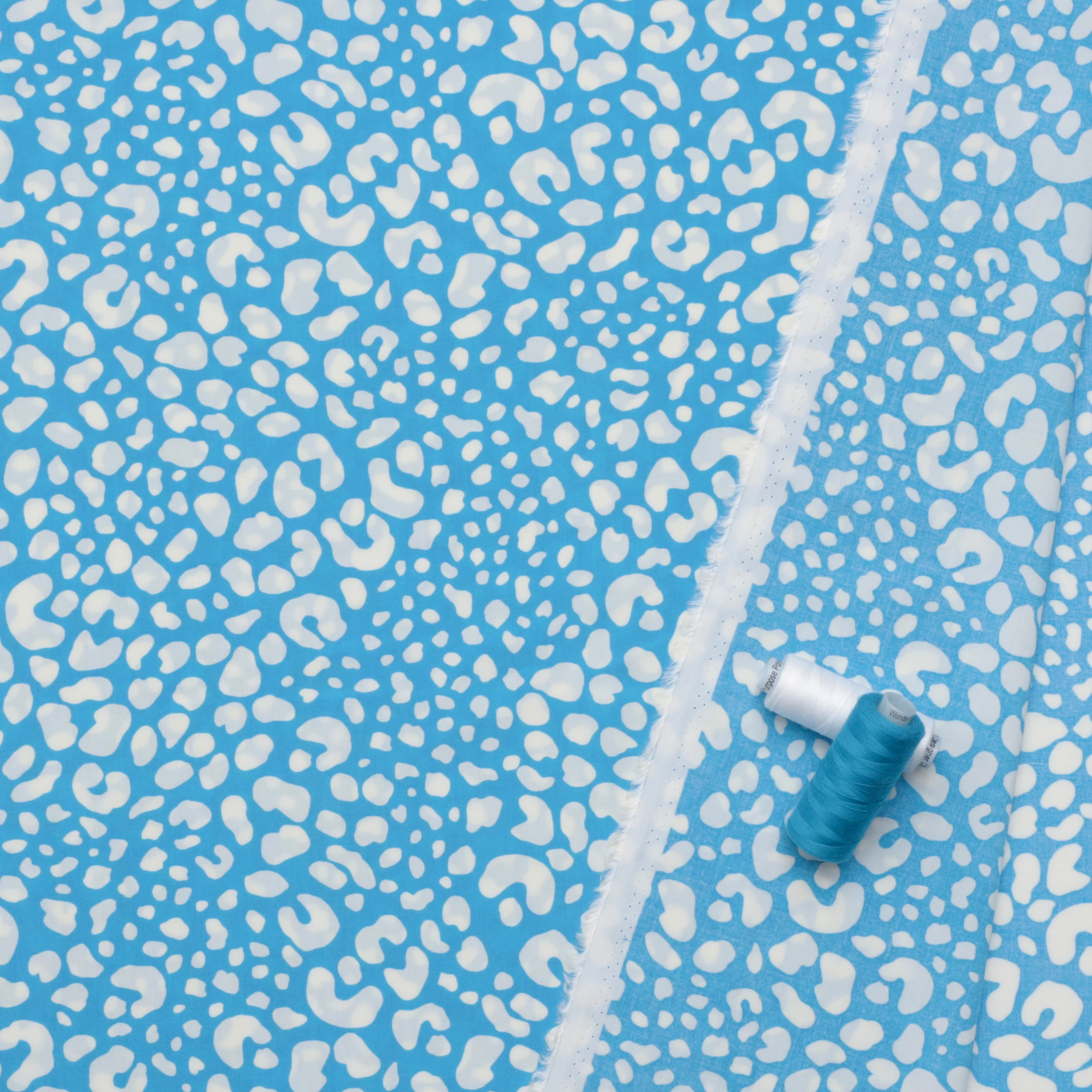 Rayon - Poplin Print - Abstract Animal - Blue - Image 3