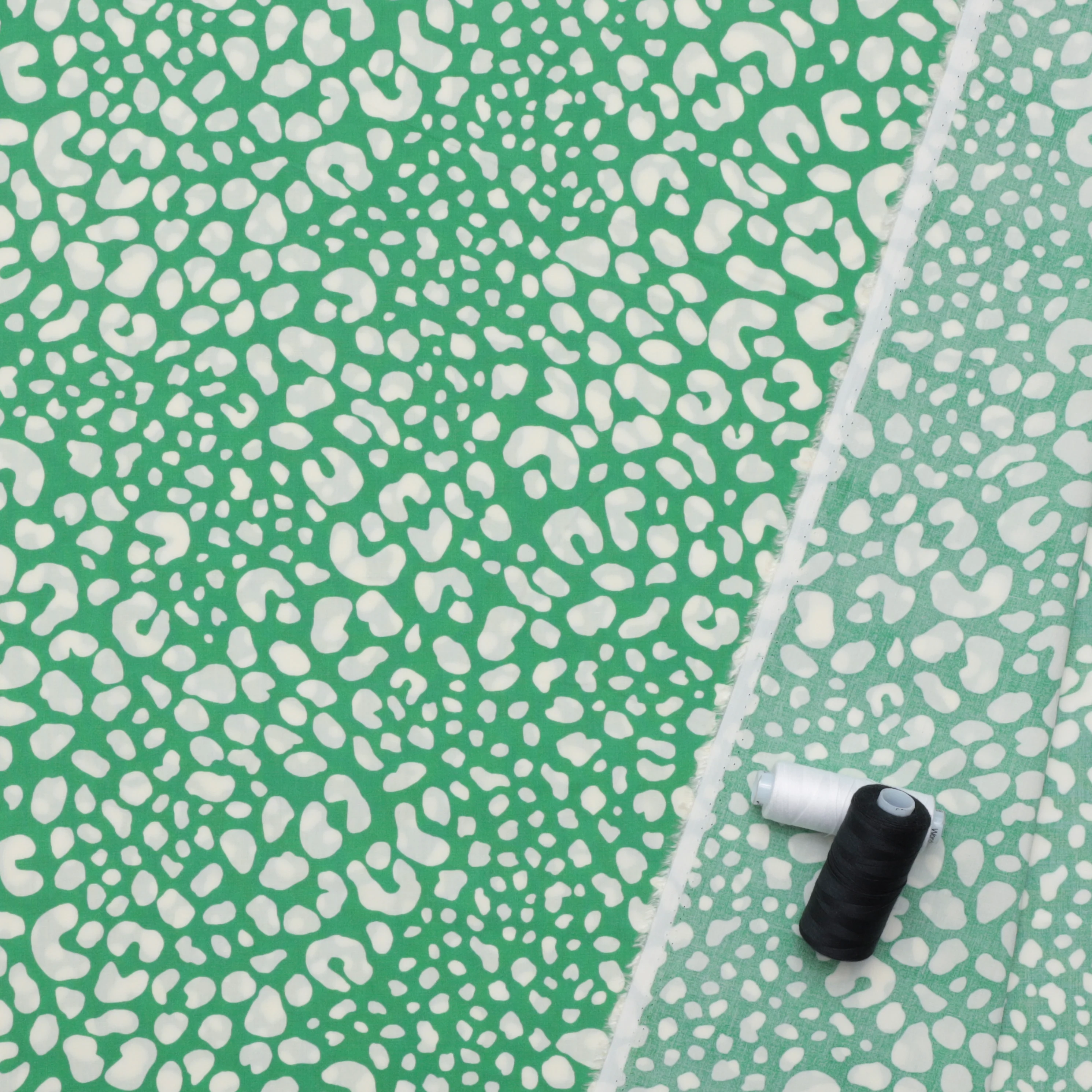 Rayon - Poplin Print - Abstract Animal - Green - Image 3