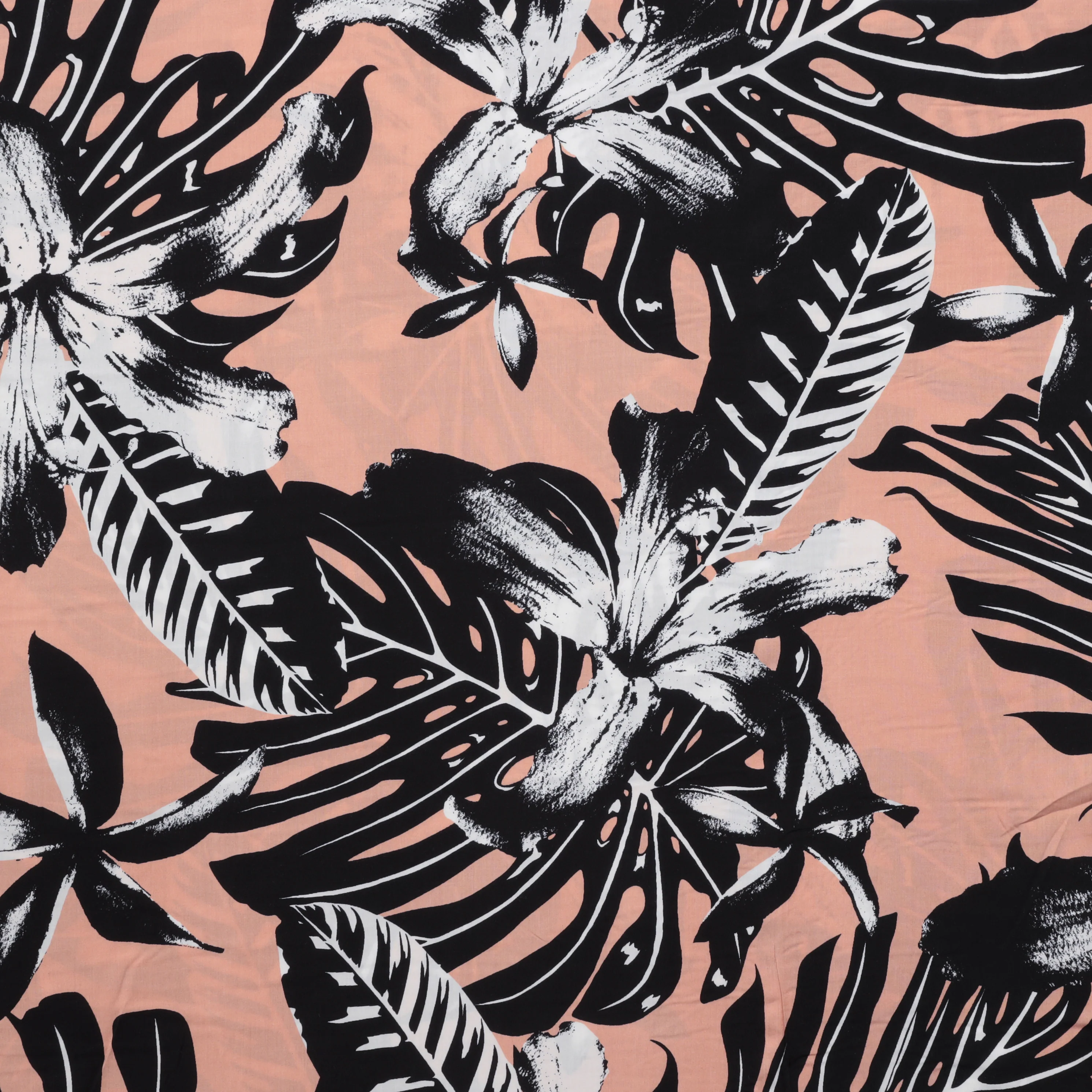 Rayon - Poplin Print - Peach Black - Image 2