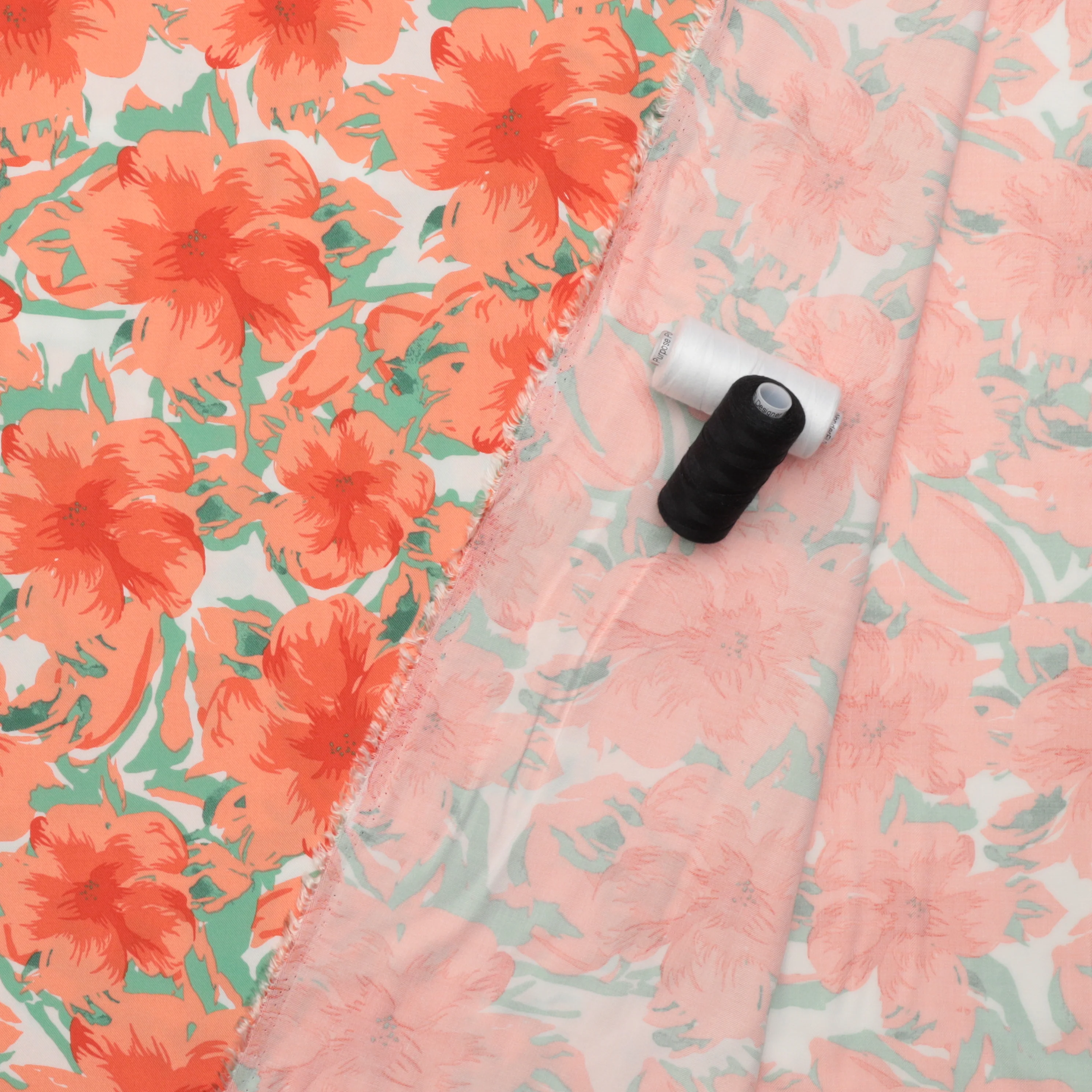 Rayon - Twill Print - White Peach - Image 3