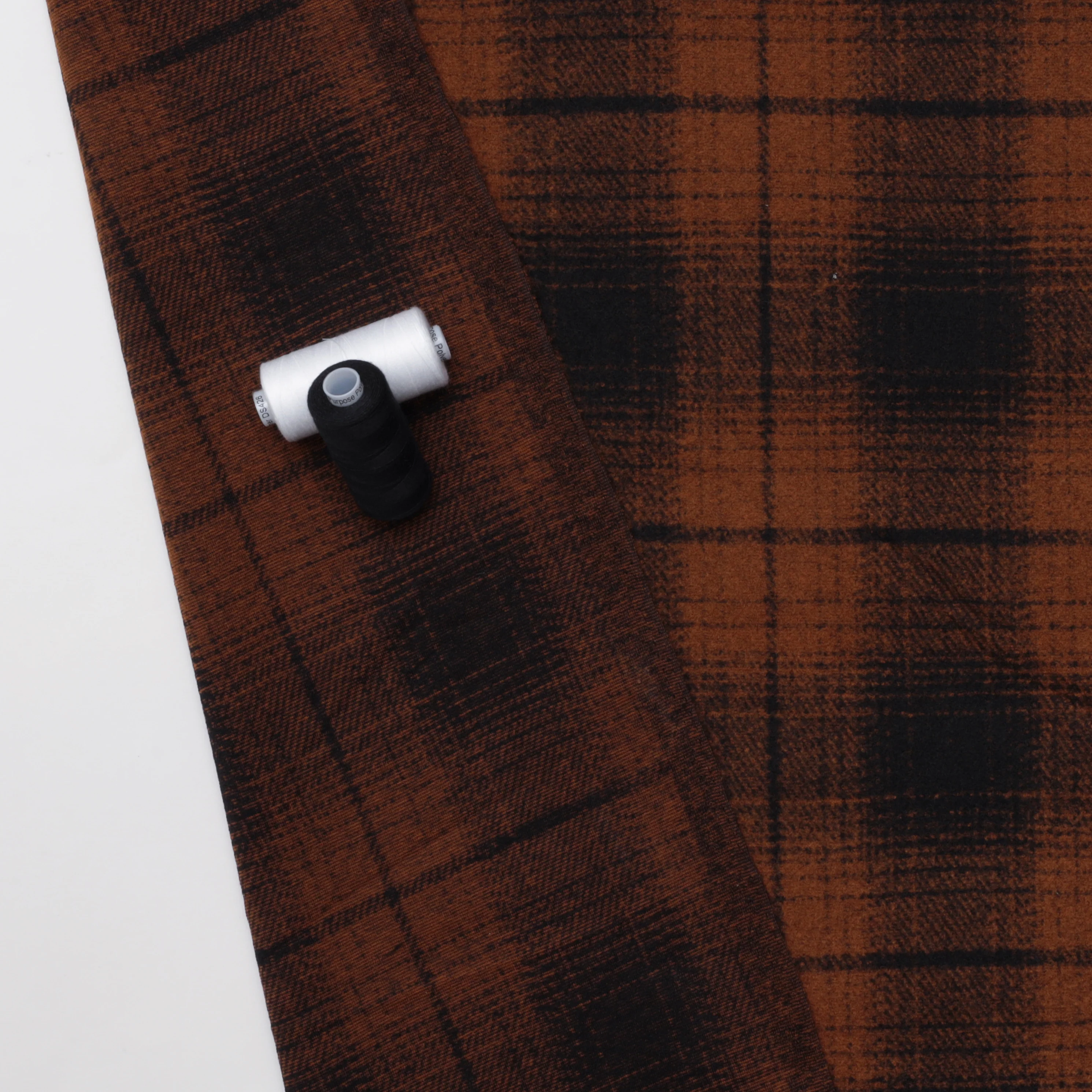 Recycled Poly - Brushed Plaid Knit - Copper - Image 3
