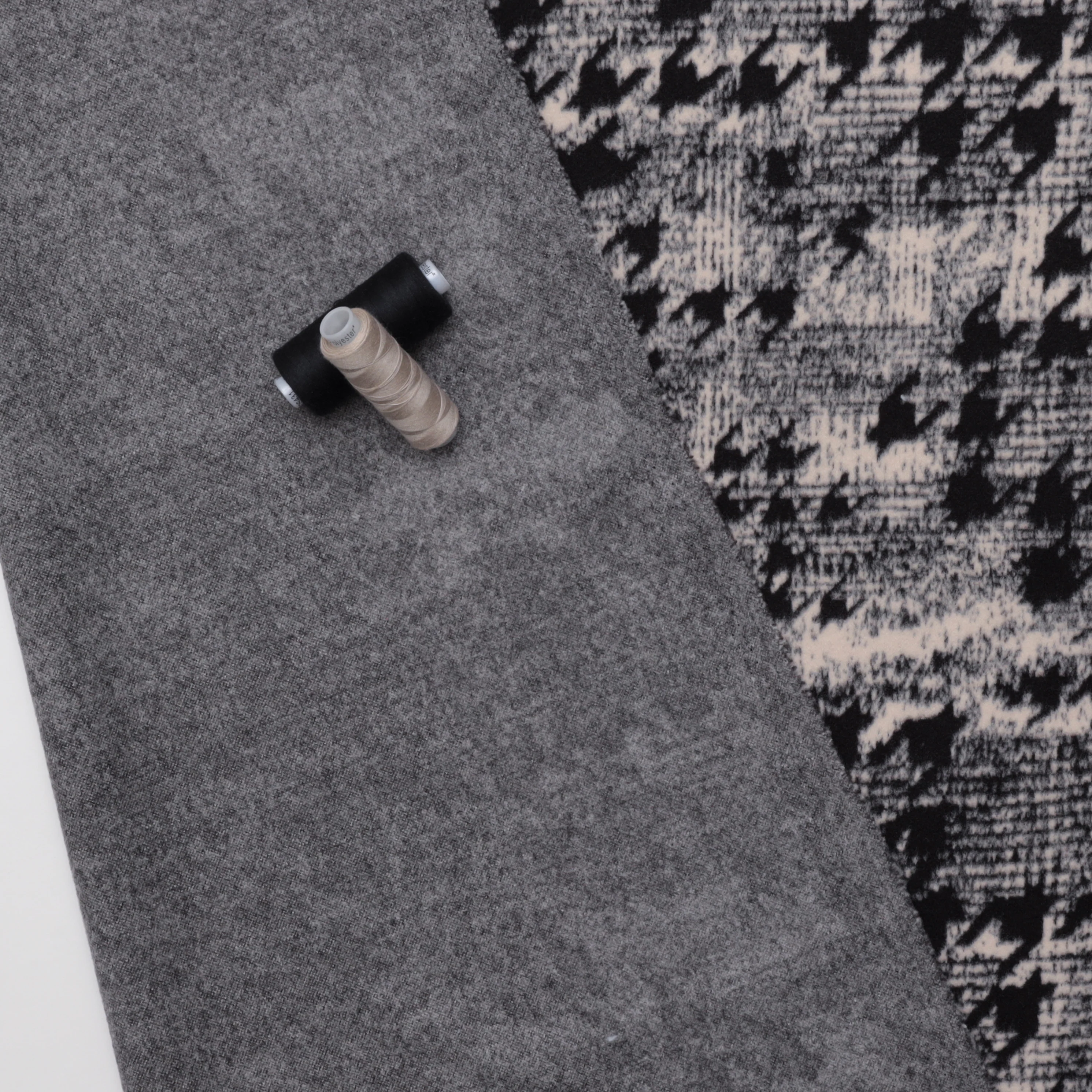 Recycled Poly - Jacquard Knit - Plaid Houndstooth - Image 3