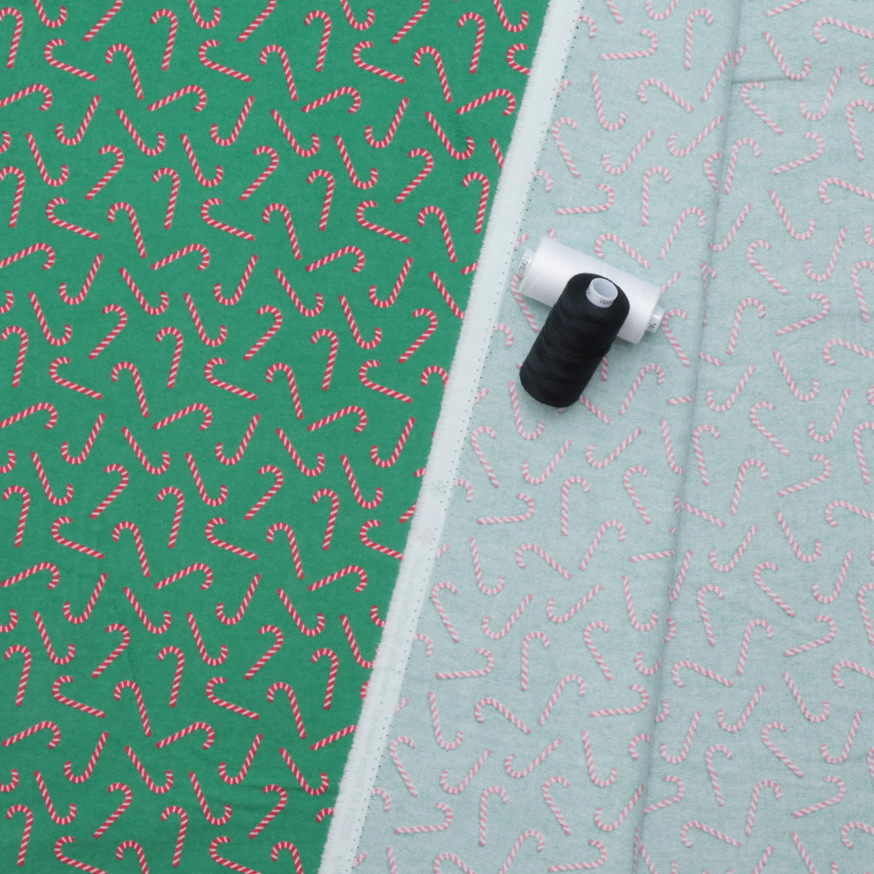 Riley Blake -  Flannel - Designer - Candy Canes - Green - Image 3