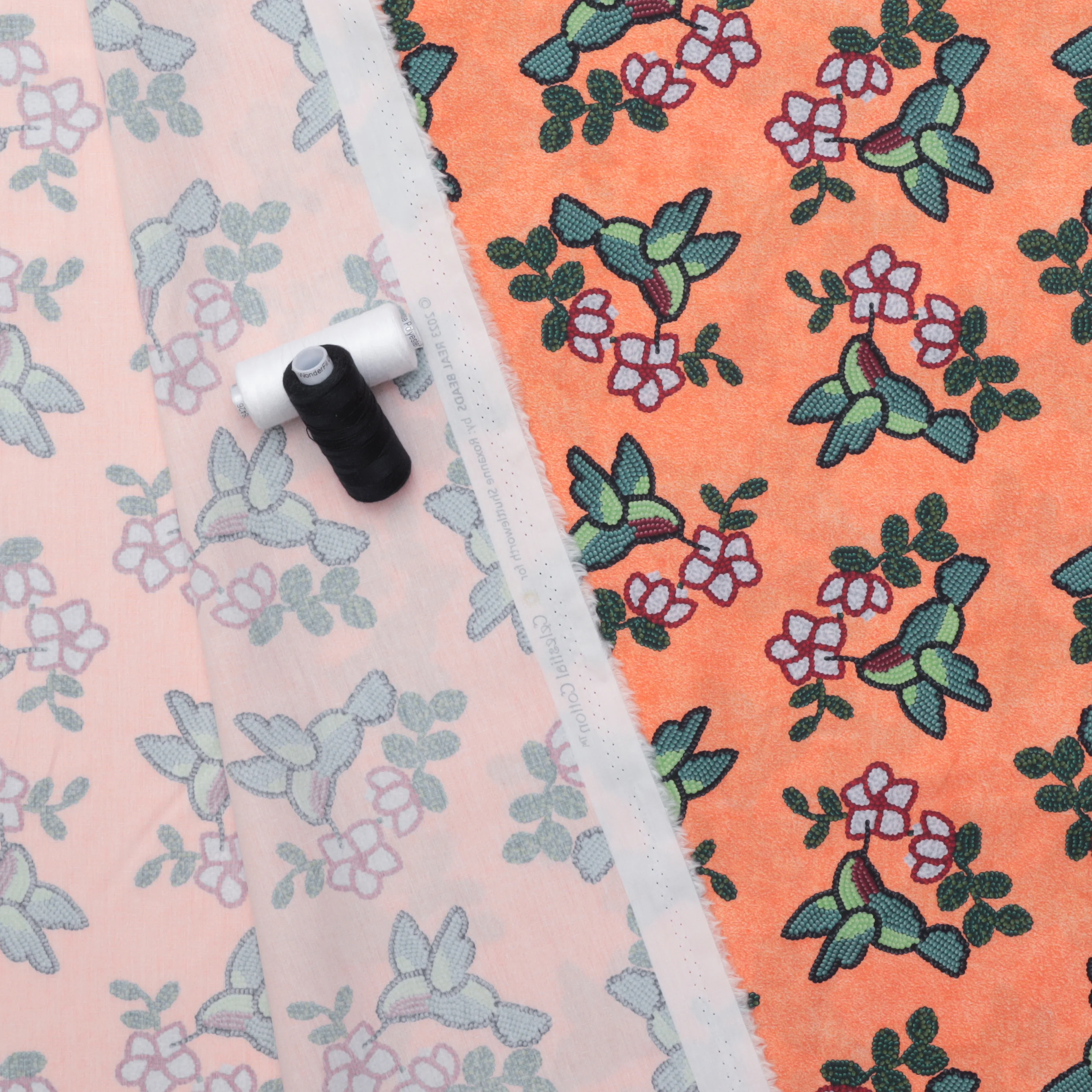 Roxanne Shuttleworth - Poplin - Real Beads - Hummingbird - Orange - Image 3