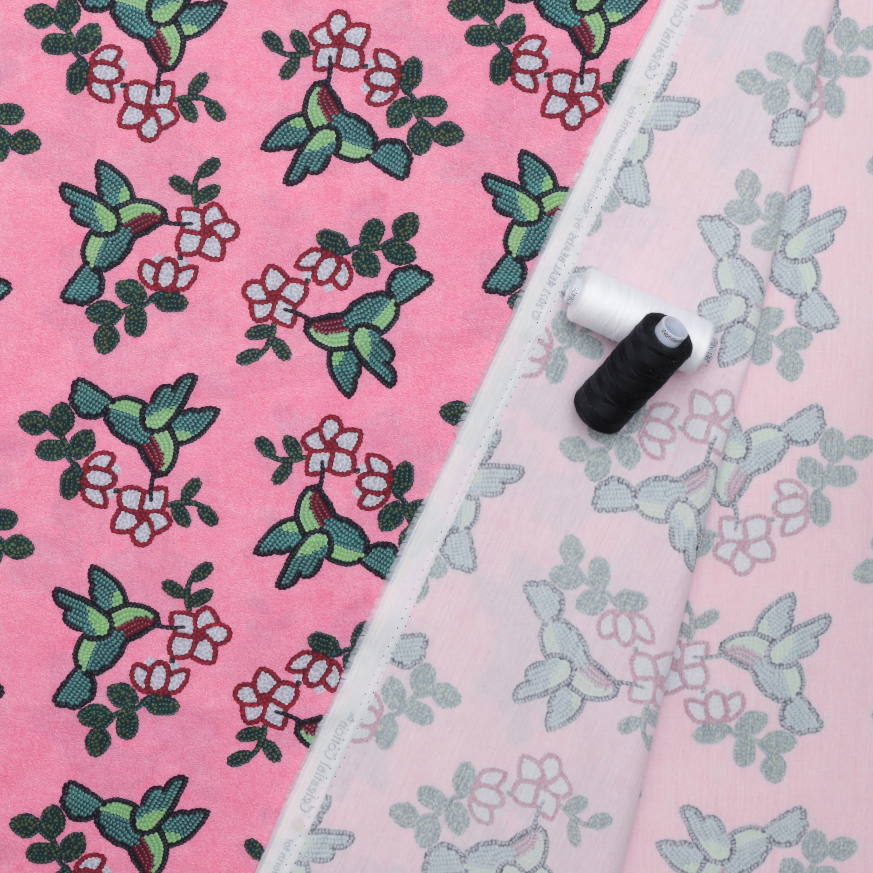 Roxanne Shuttleworth - Poplin - Real Beads - Hummingbird - Pink - Image 3