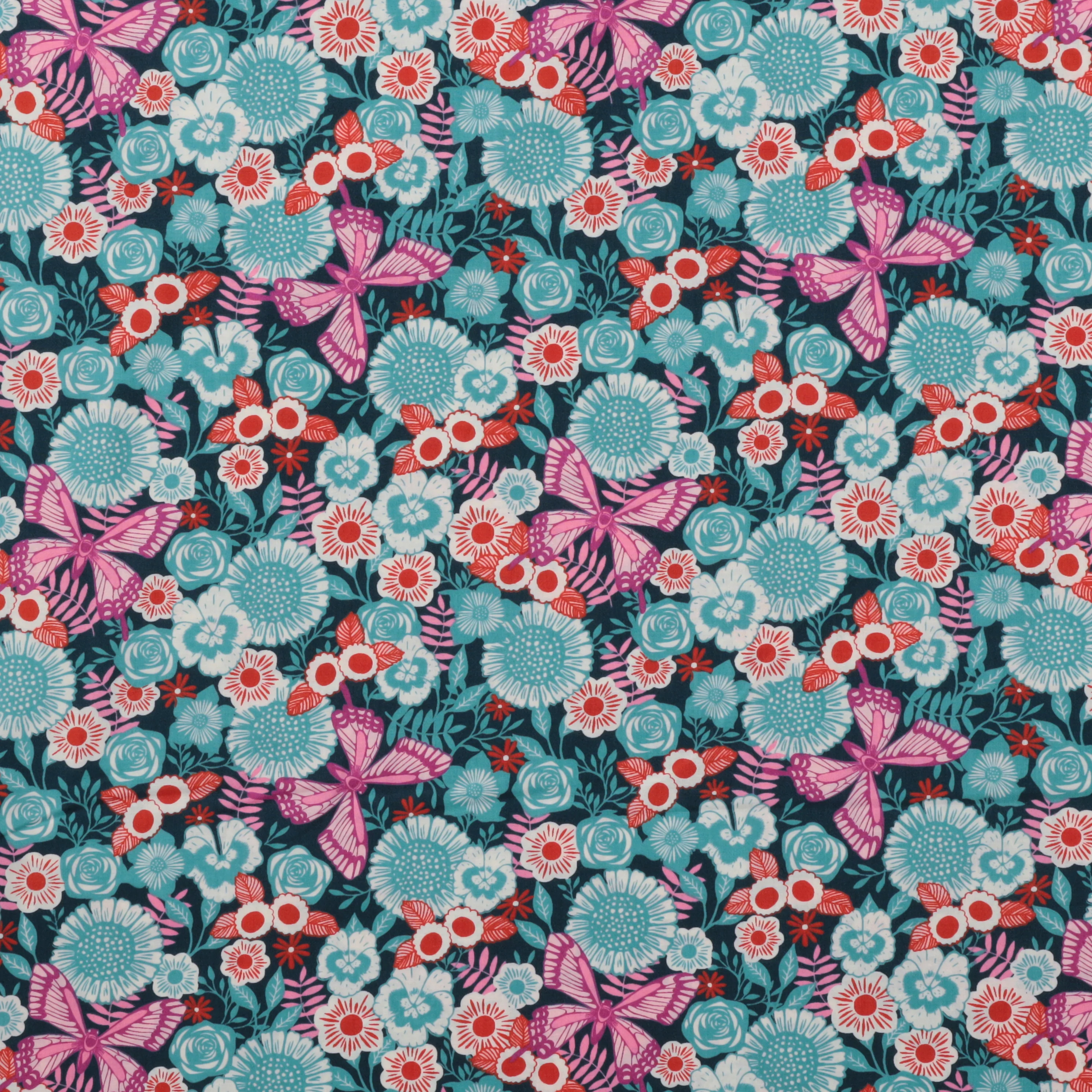 Ruby Star - Cotton - Backyard - Butterfly - Dark Teal - Image 2