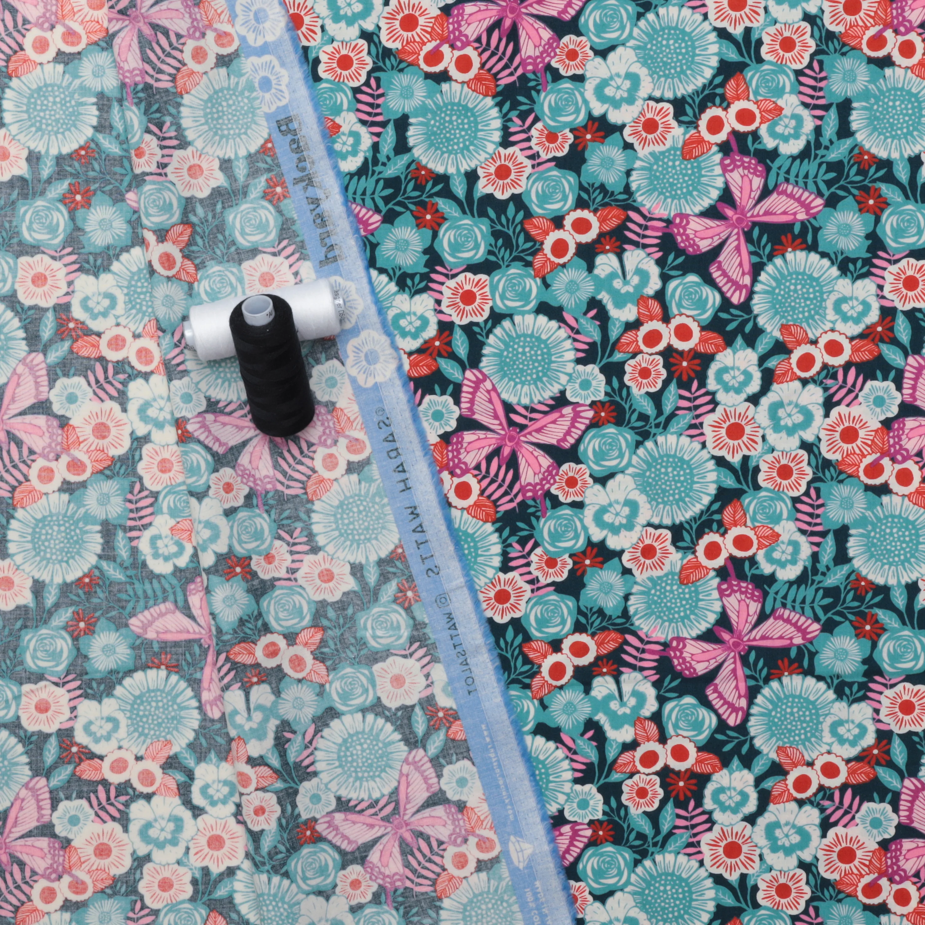Ruby Star - Cotton - Backyard - Butterfly - Dark Teal - Image 3