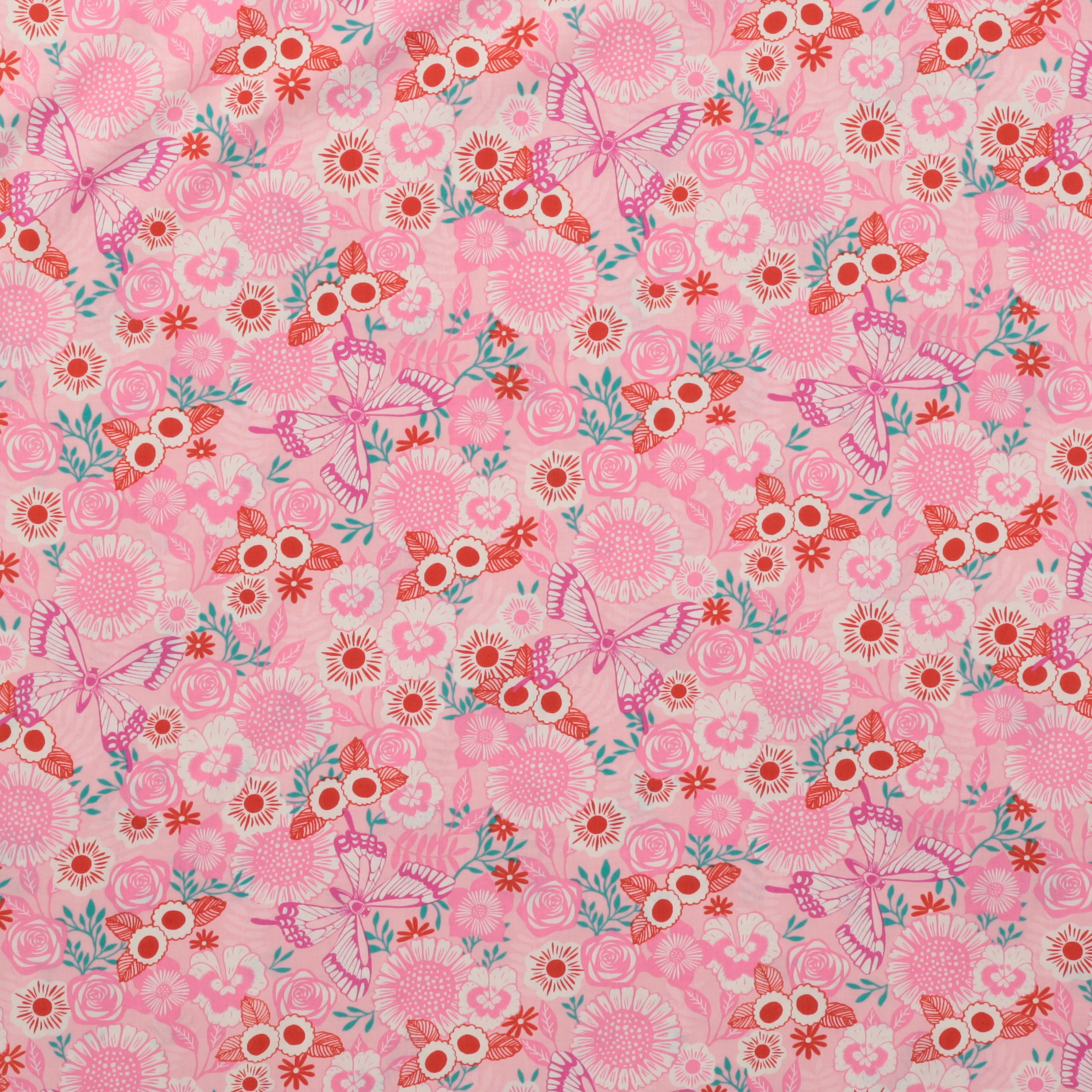 Ruby Star - Cotton - Backyard - Butterfly - Rosy - Image 2