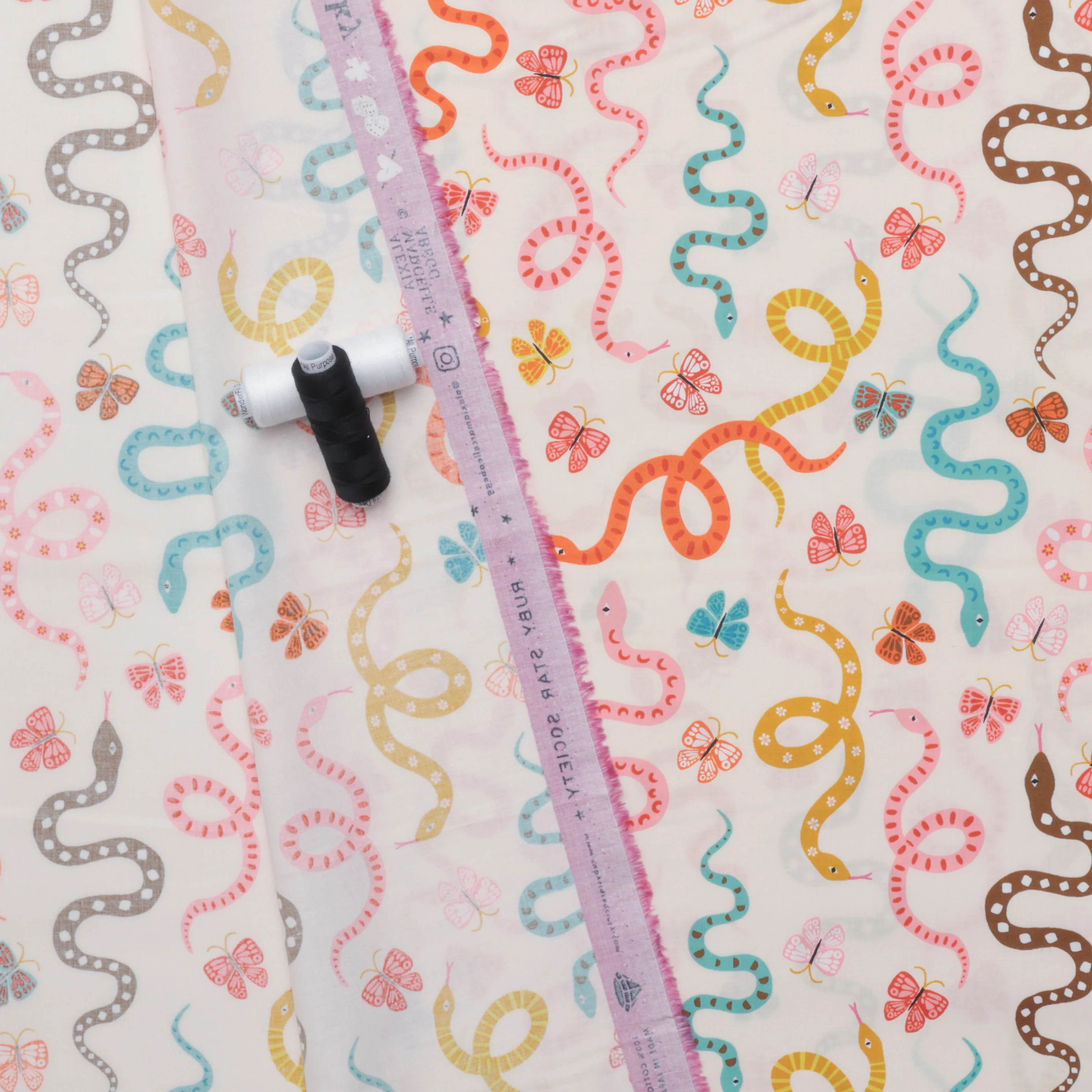 Ruby Star - Cotton - Ooh Lucky Lucky - Garden Snake - Natural - Image 3