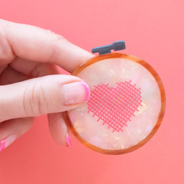 Sarah Hearts - Barrette - Cross Stitch Embroidery Hoop - Image 2