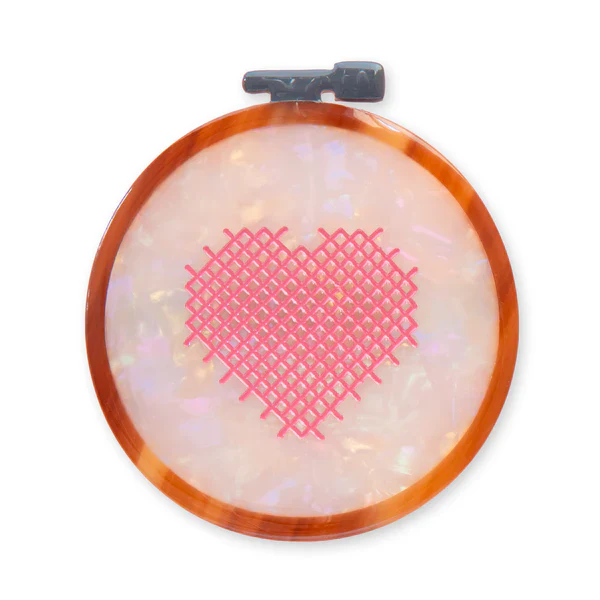 Sarah Hearts - Barrette - Cross Stitch Embroidery Hoop - Image 3