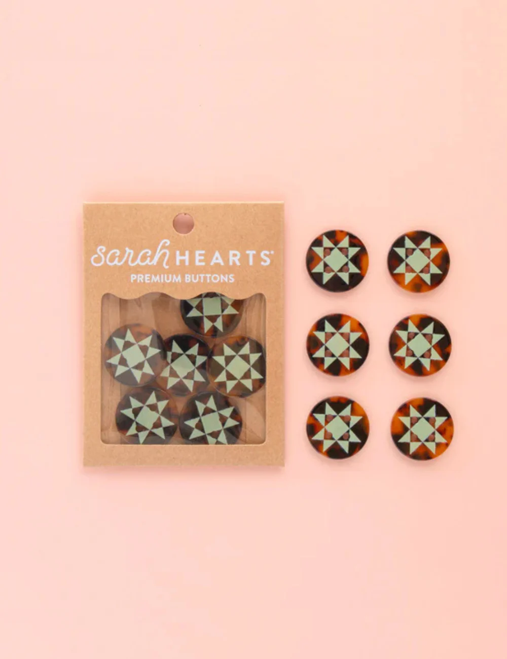 Sarah Hearts - Buttons - Quilt Star - Large